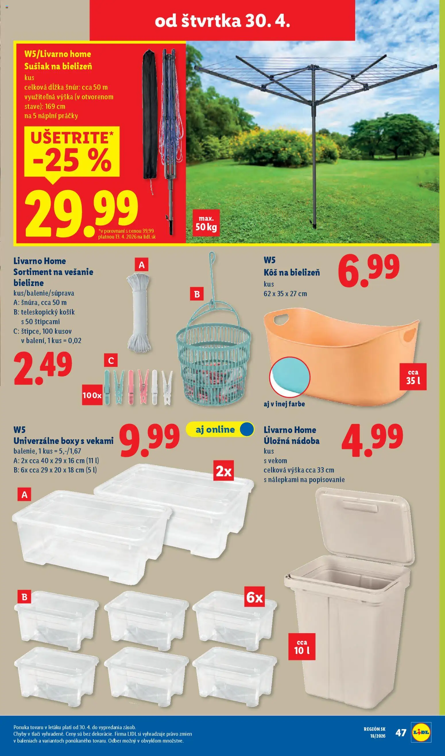 Nové Lidl akcie – leták je platný od 27.04.2026 | Strana: 79 | Produkty: Kôš na bielizeň, Práčky