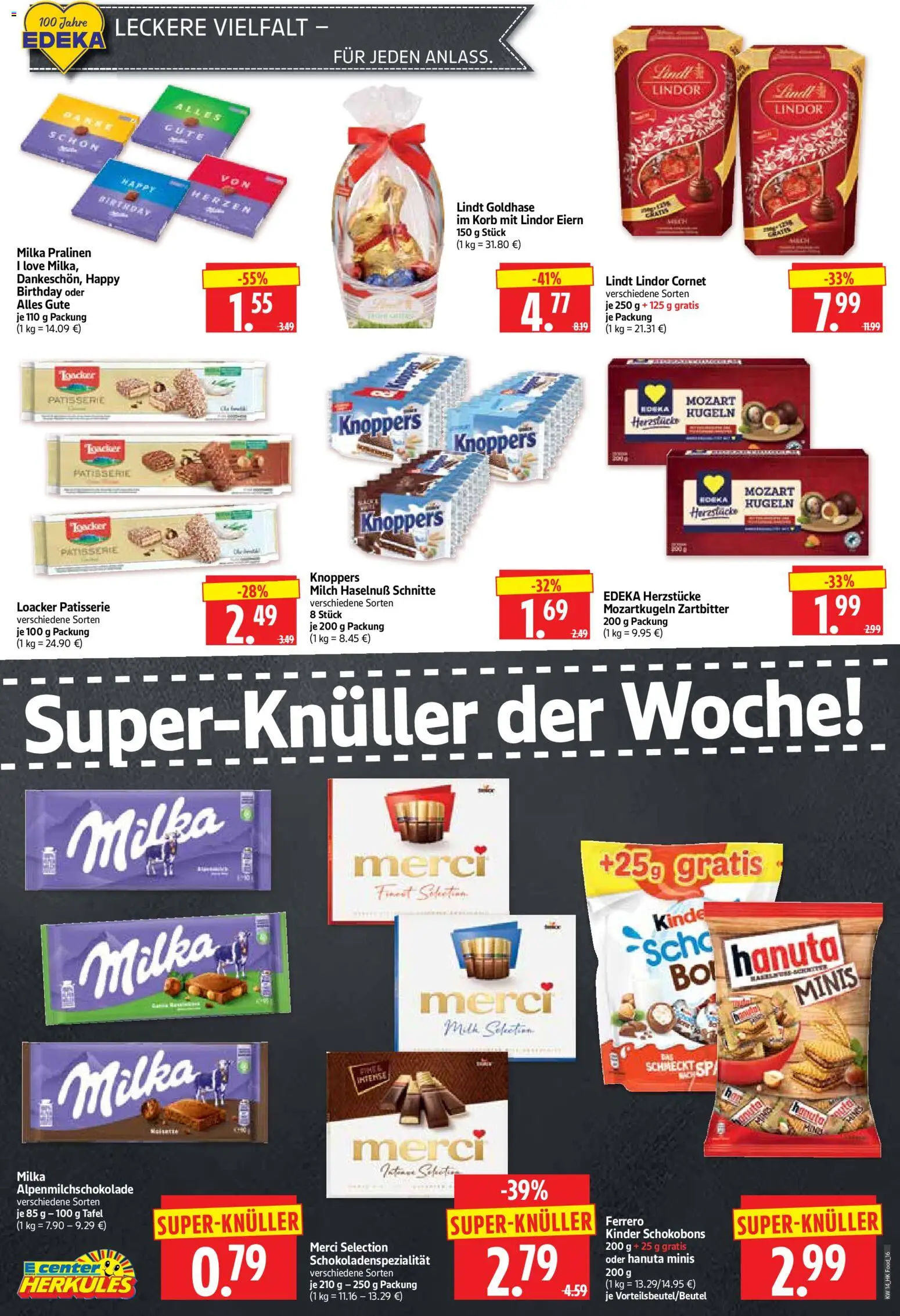 HERKULES Prospekt 	 – gültig ab 30.03.2026 | Seite: 16 | Produkte: Merci, Milch, Milka, Lindt