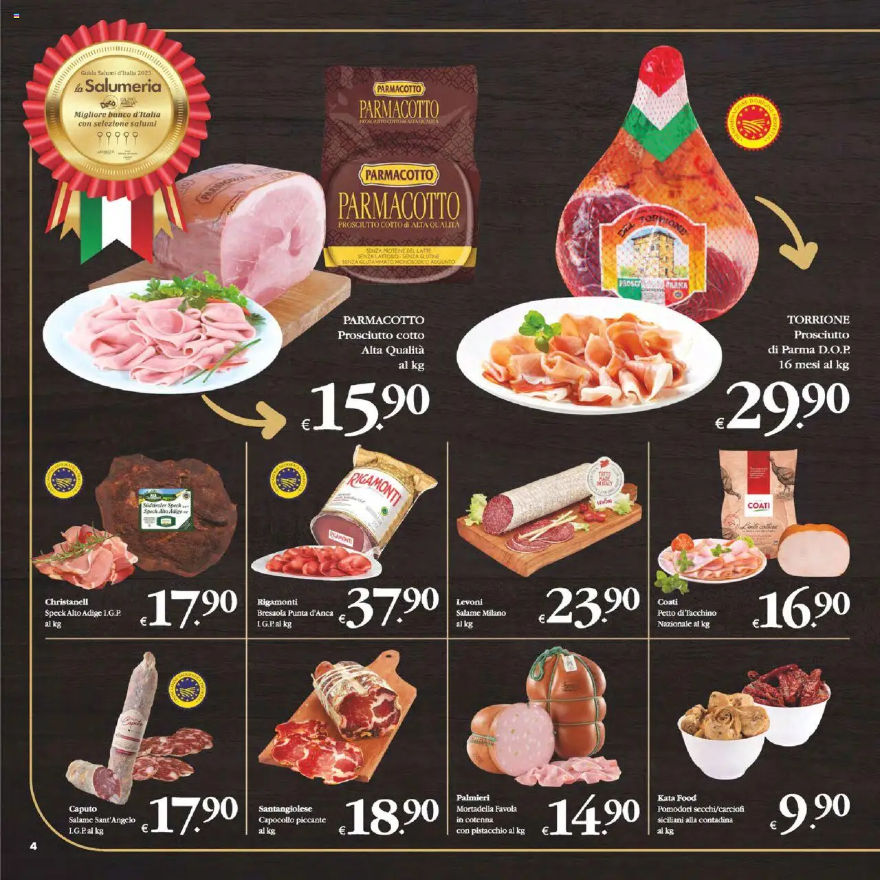 Volantino Decò del 12.08.2025 | Pagina: 4 | Prodotti: Salame, Tacchino, Pomodori, Latte senza lattosio