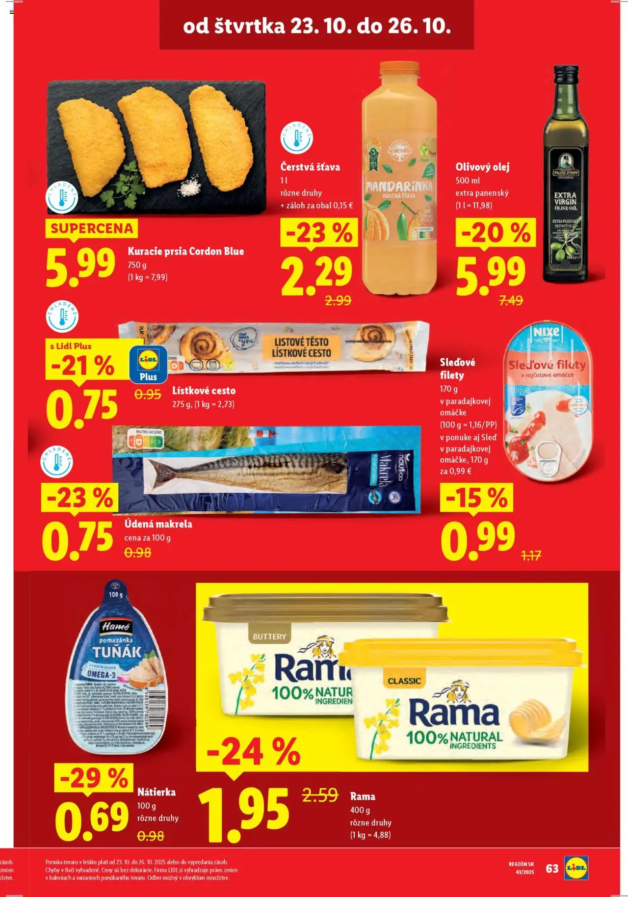 Nové Lidl akcie – leták je platný od 20.10.2025 | Strana: 79 | Produkty: Olej, Olivový olej, Kuracie prsia, Lístkové cesto