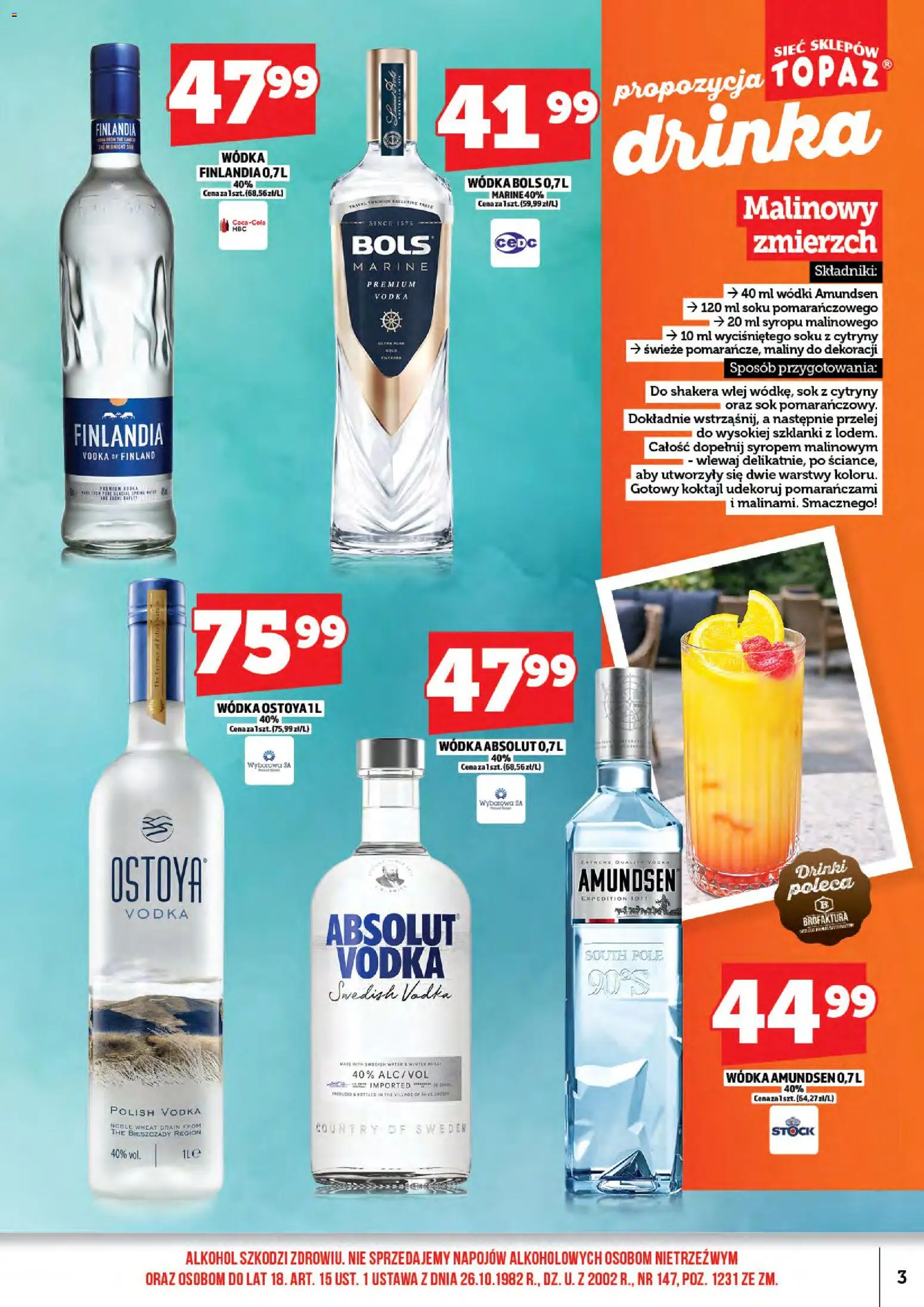 Topaz gazetka alkoholowa od 17.04.2026 | Strona: 5 | Produkty: Wódka finlandia, Sok z cytryny, Vodka, Alkohol