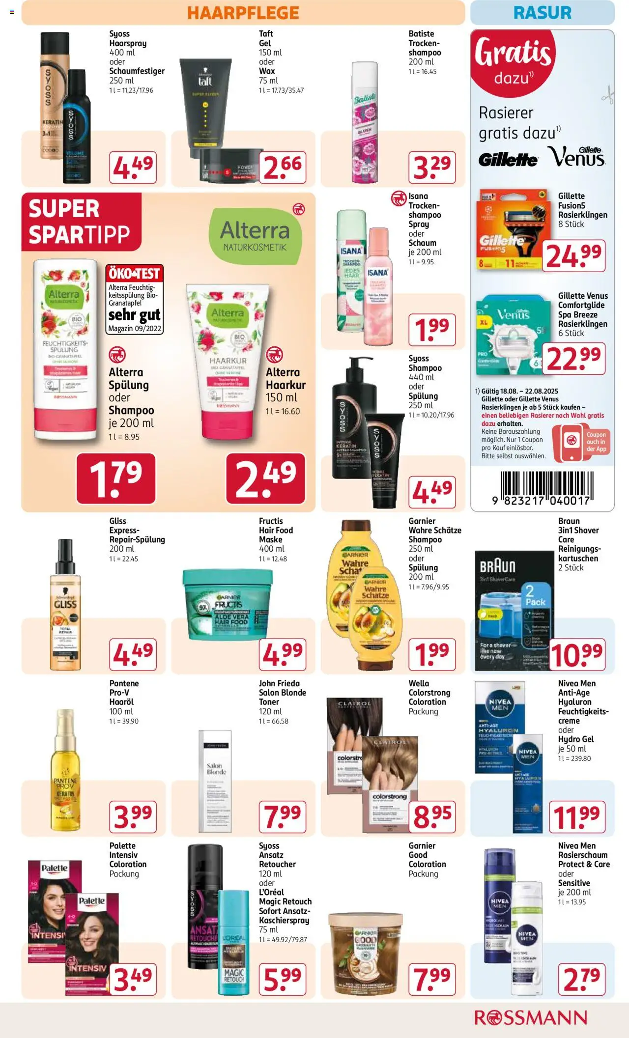 Rossmann Prospekt 	 - gültig ab dem 18.08.2025 | Seite: 7 | Produkte: Rasierer, Haaröl, Haarspray, Creme