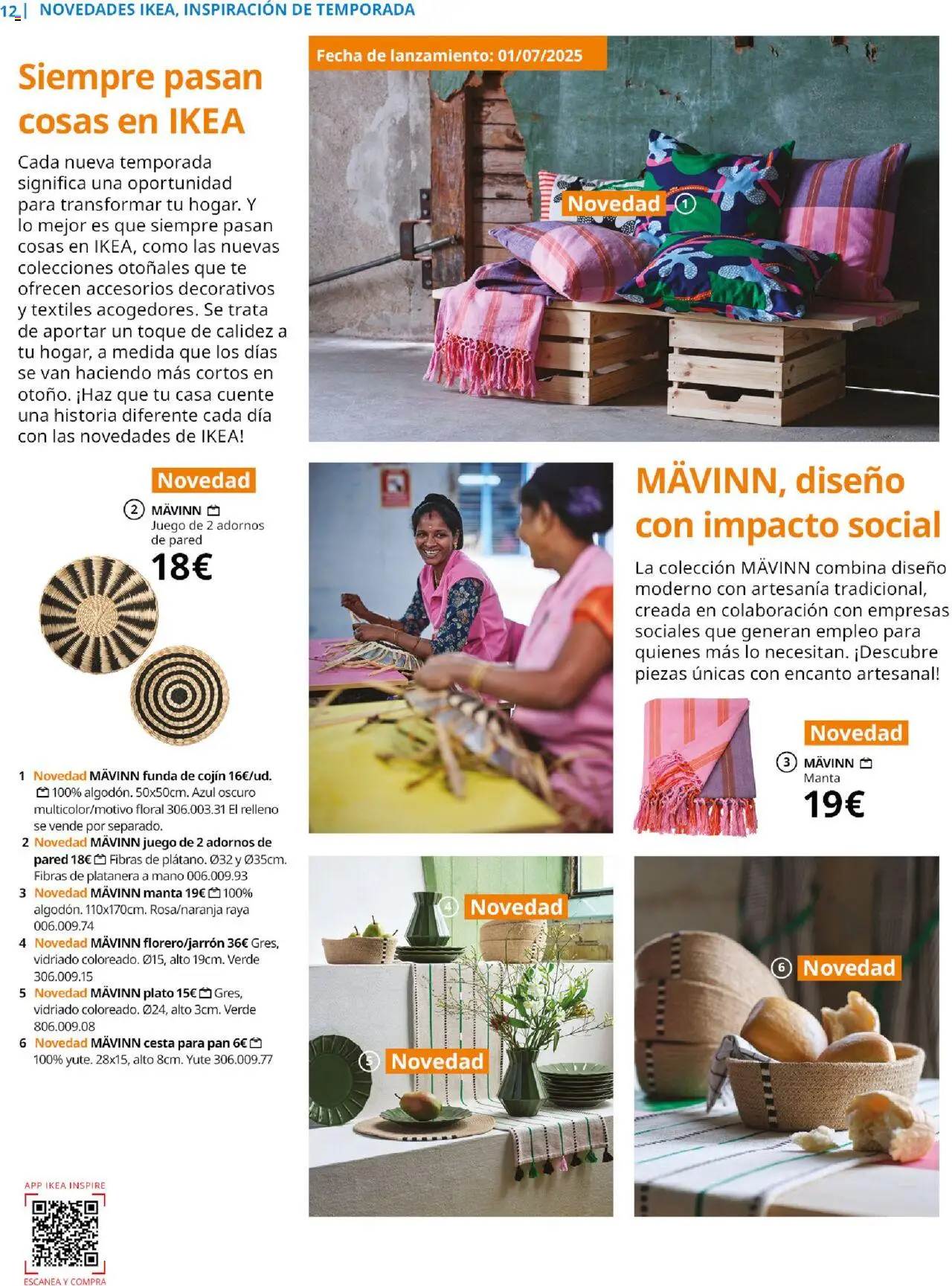 Catálogo IKEA Family Mallorca │ válido desde el 01.07.2025 | Página: 12 | Productos: Funda, Funda de cojín, Cojín, Cesta