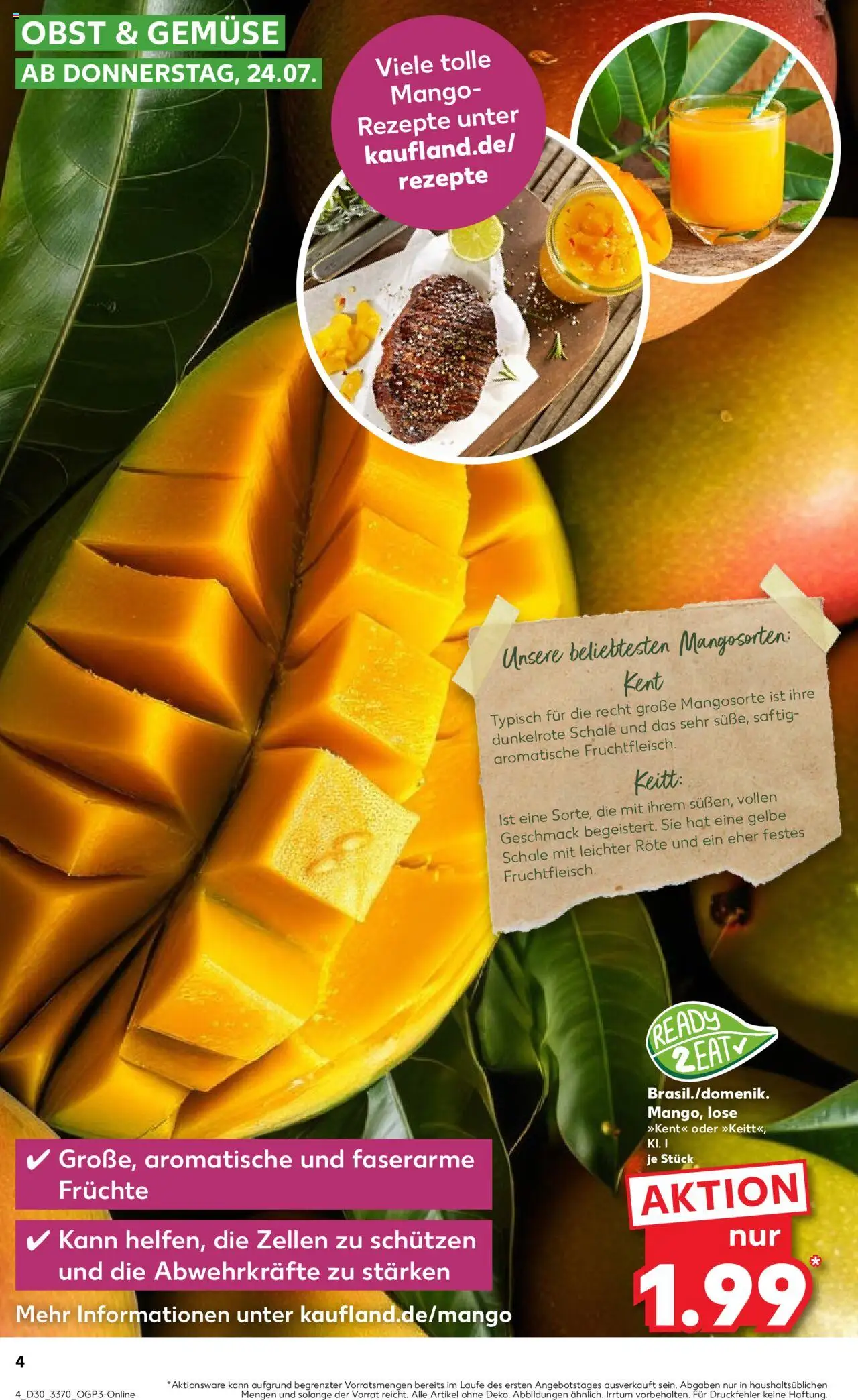 Kaufland Prospekt 	 - gültig ab dem 24.07.2025 | Seite: 4 | Produkte: Gemüse, Obst, Mango