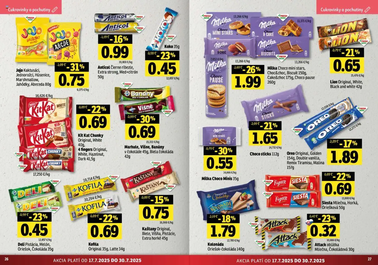 Fresh Východné Slovensko │ platný od 17.07.2025 | Strana: 14 | Produkty: Banány, Čokoláda, Milka, Višne