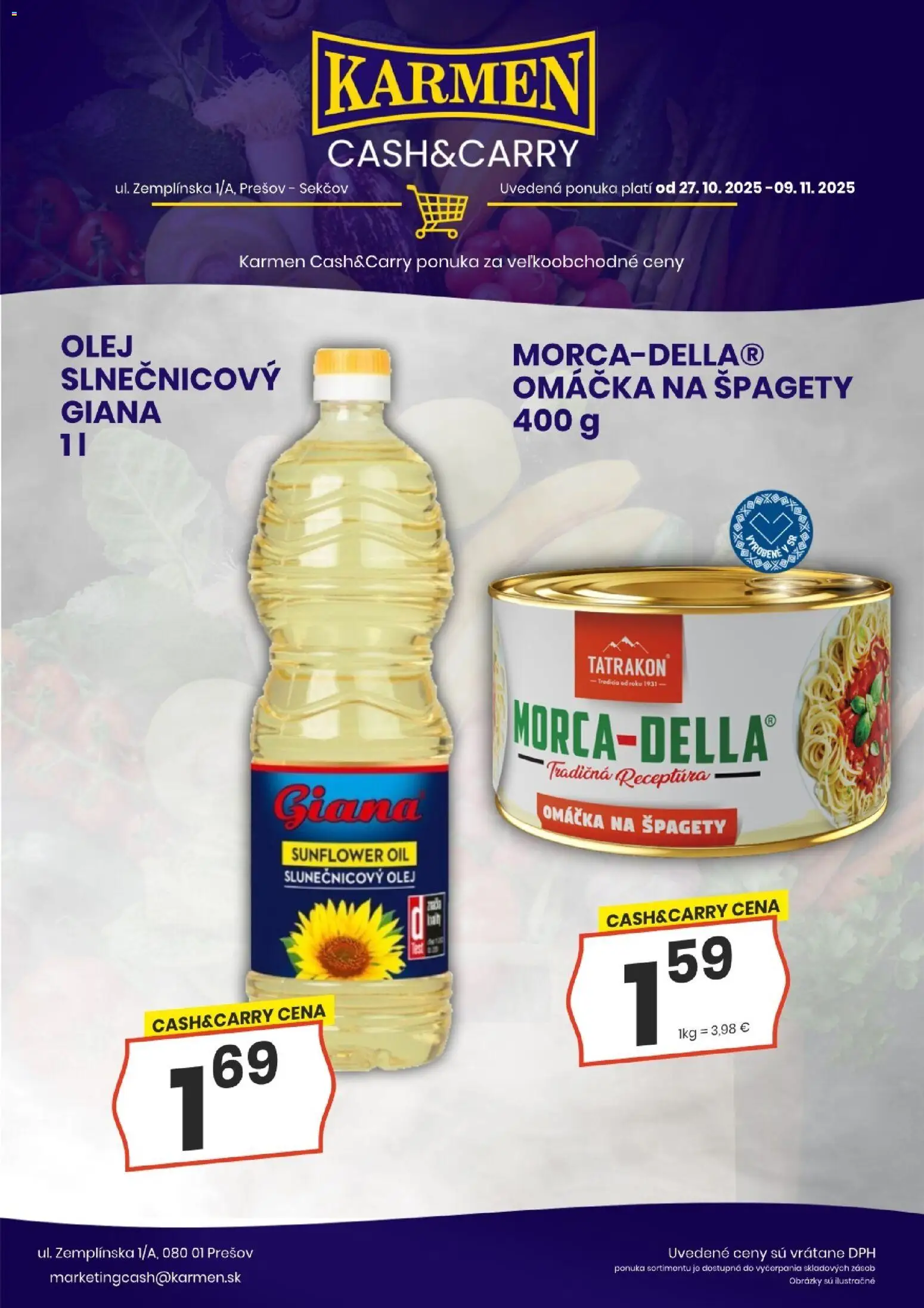 Nové KARMEN CBA akcie – leták je platný od 27.10.2025 | Strana: 6 | Produkty: Olej, Omáčka, Špagety