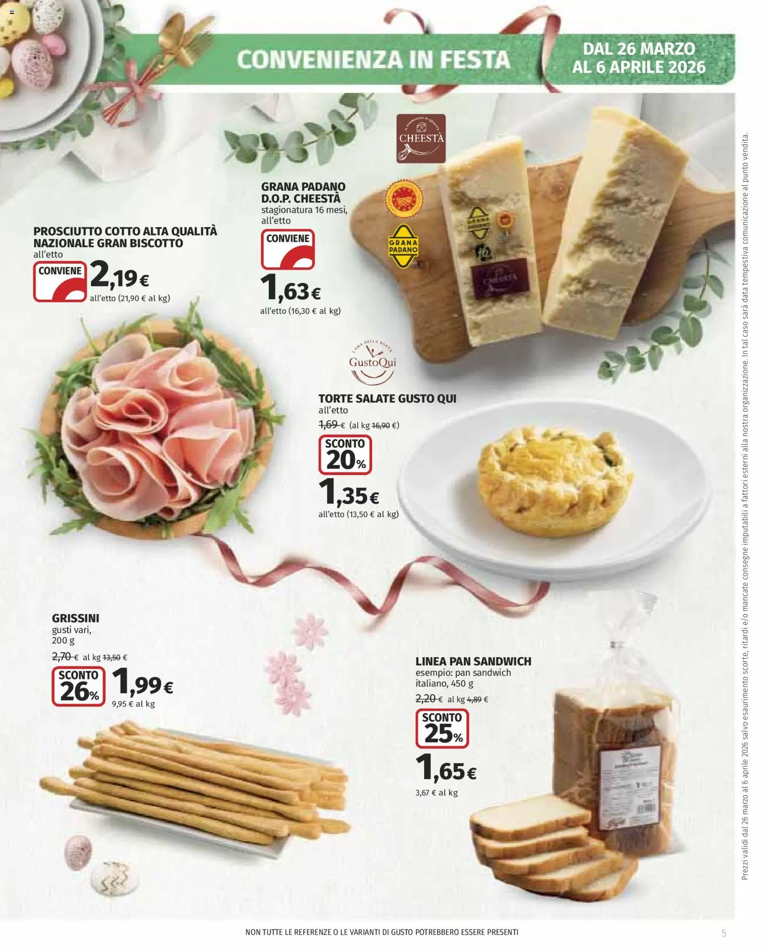Volantino COOP del 26.03.2026 | Pagina: 5 | Prodotti: Prosciutto Cotto, Prosciutto, Data, Grana Padano