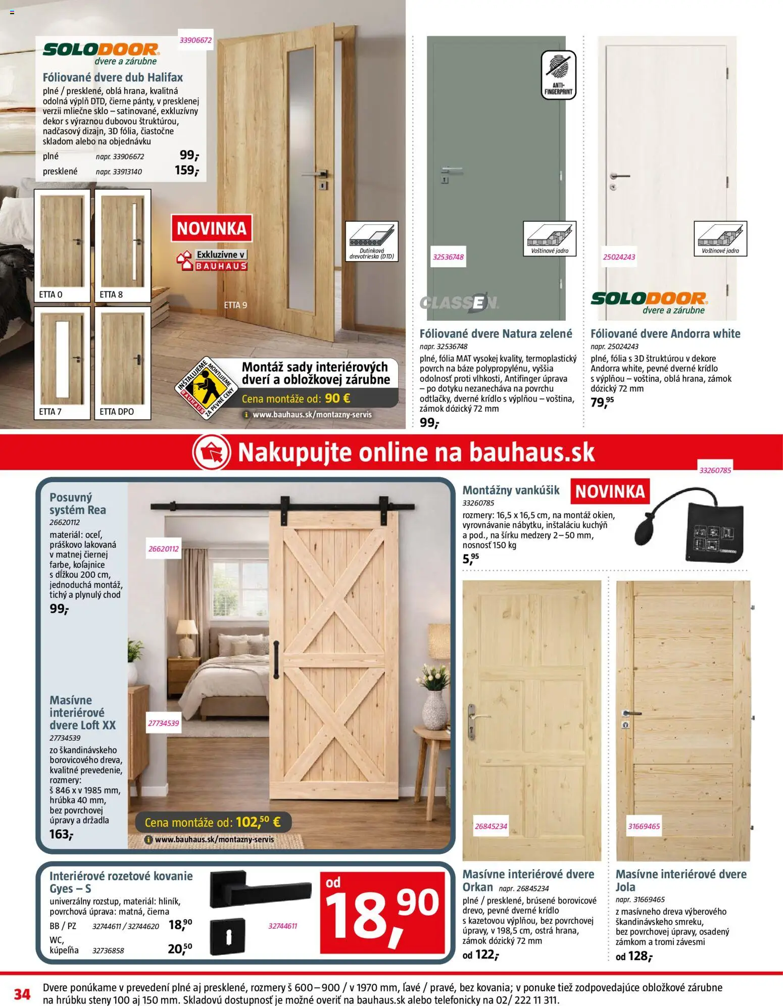 Nové Bauhaus akcie – leták je platný od 09.03.2026 | Strana: 34 | Produkty: Kúpelňa, Kovanie, Dvere