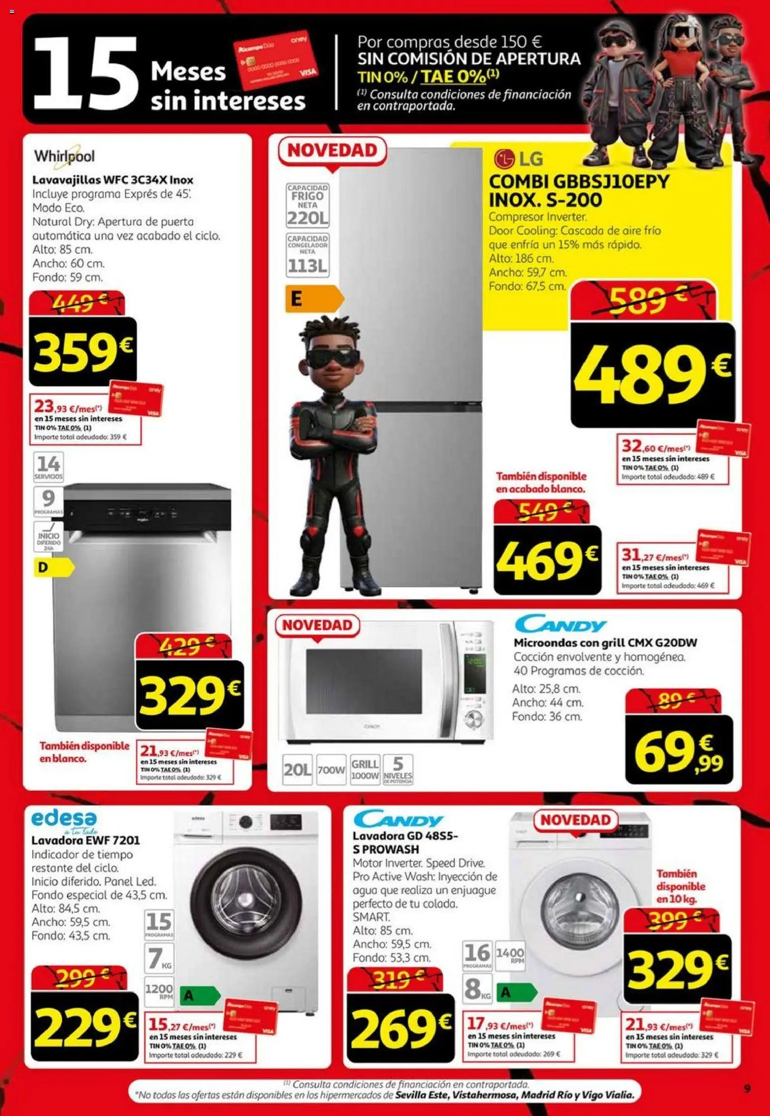 Alcampo - Black Friday │ válido desde el 06.11.2025 | Página: 9 | Productos: Congelador, Lavadora, Lavavajillas, Combi