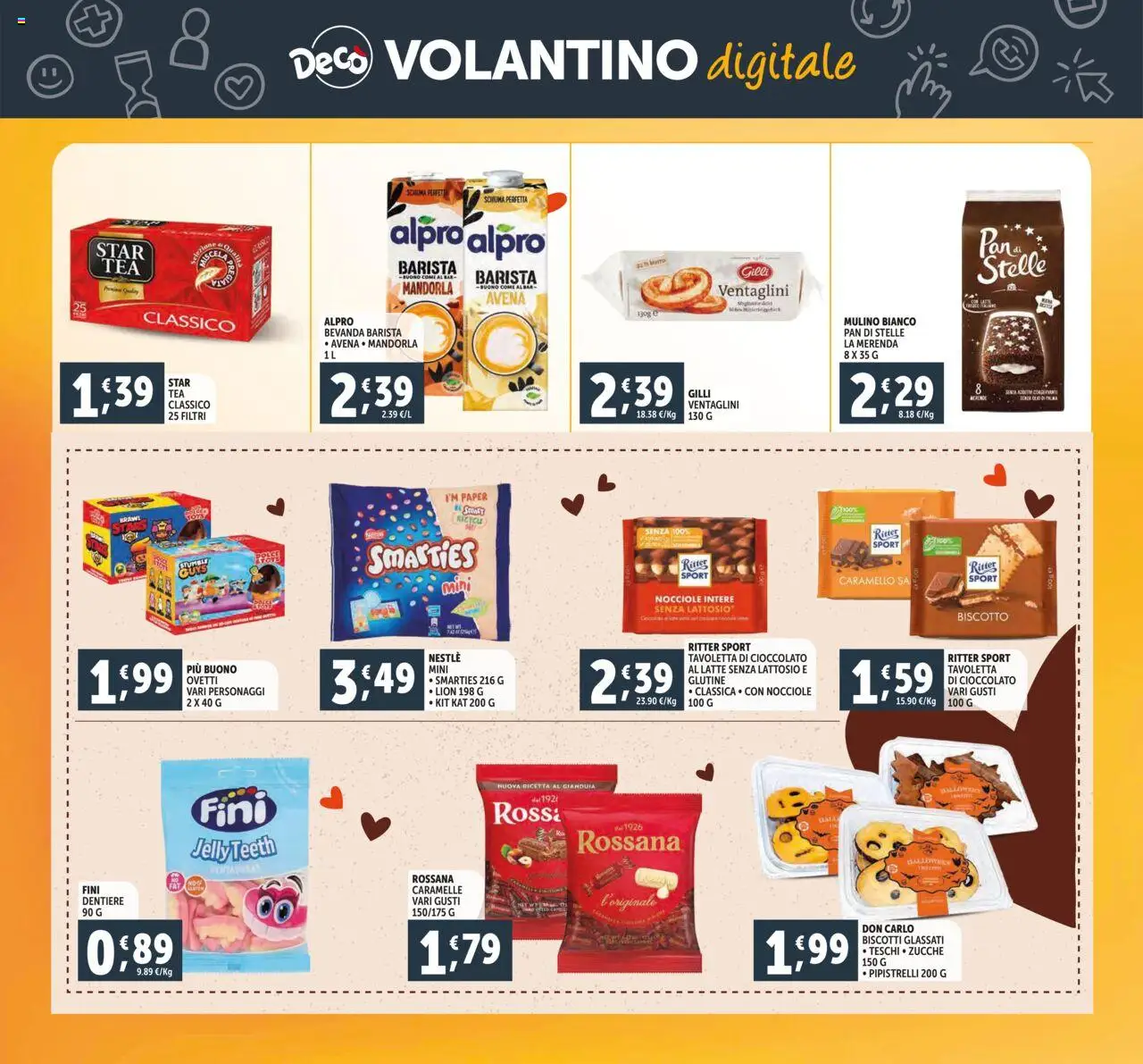 Volantino Decò del 16.10.2025 | Pagina: 25 | Prodotti: Cioccolato, Caramelle, Nocciole, Latte senza lattosio