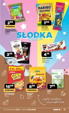 Netto gazetka - Spożywcza od 07.07.2025 | Strona: 17 | Produkty: Granola, Kinder Bueno, Żelki, Corn Flakes