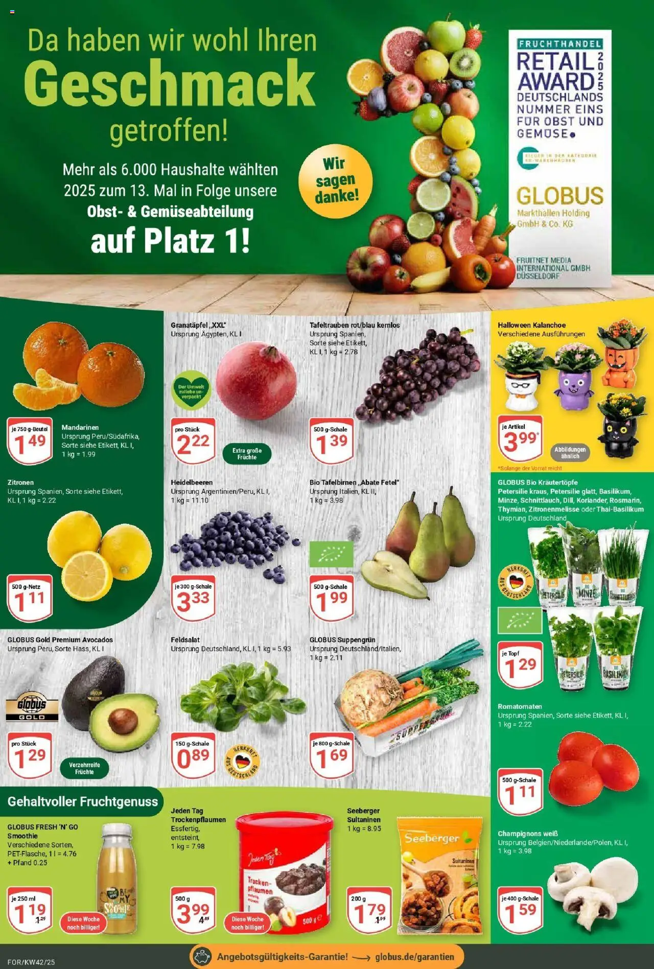 Globus prospekt Forchheim	 – gültig ab 12.10.2025 | Seite: 6 | Produkte: Granatapfel, Pflaumen, Champignons, Obst