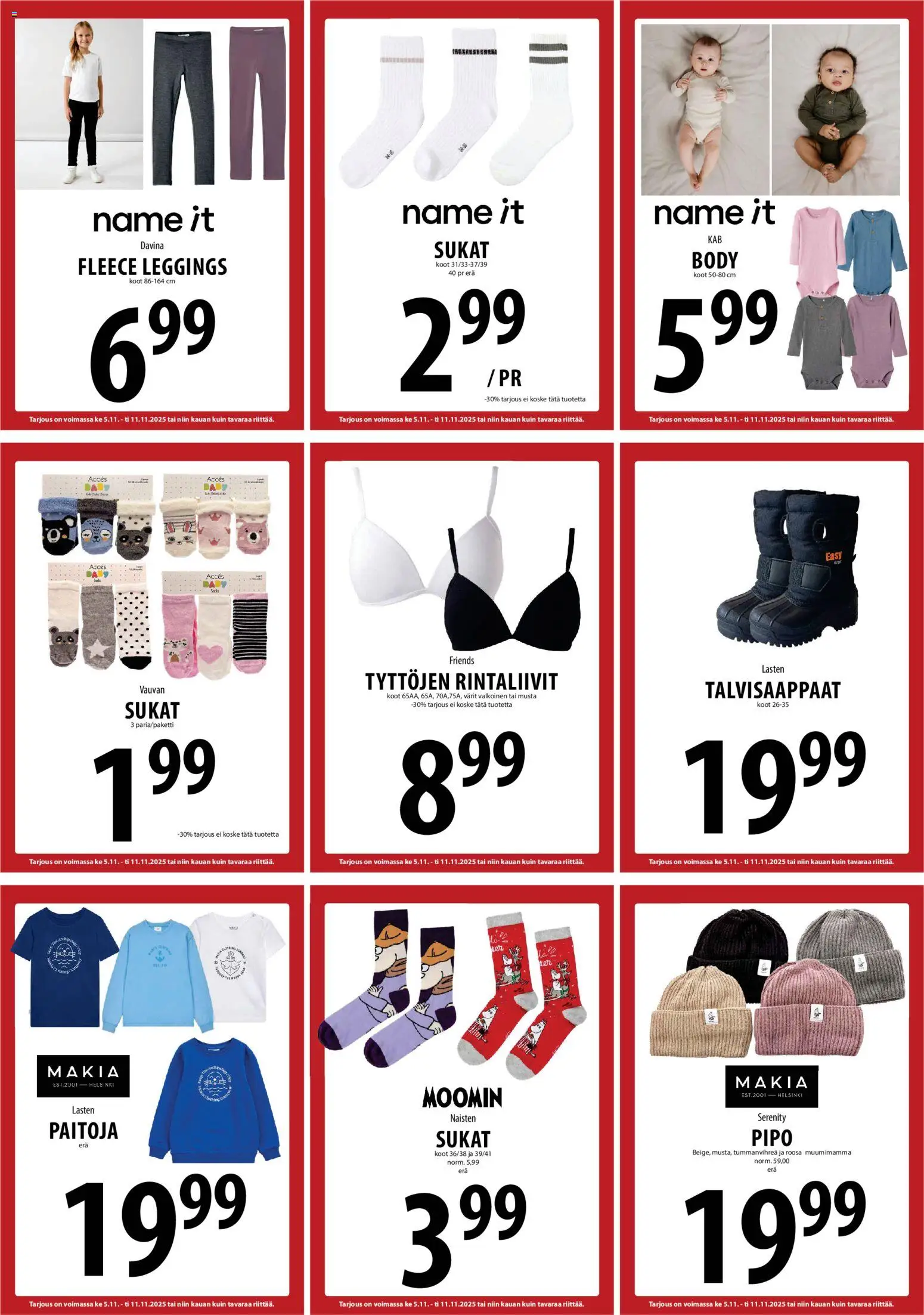 Tuuri tarjoukset – voimassa 05.11.2025 alkaen | Sivu: 20 | Tuotteet: Rintaliivit, Sukat, Pipo