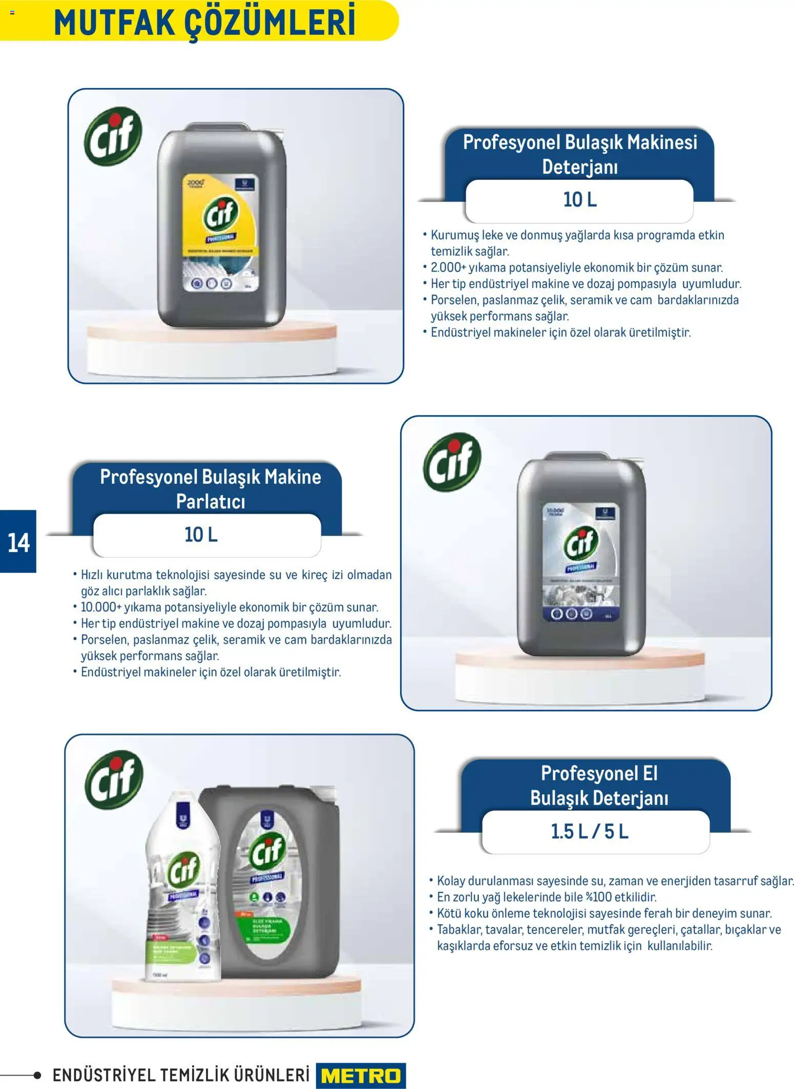 Metro - Endüstriyel Temizlik Ürünleri - 30.12.2025 tarihinden itibaren geçerlidir | Sayfa: 14 | Ürünler: Bulaşık deterjanı, Koku, Yağ, Bulaşık makinesi