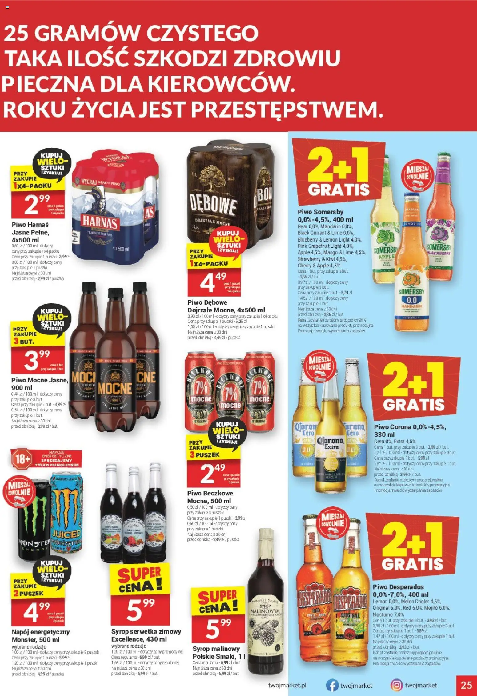 Twój Market Gazetka od 12.11.2025 | Strona: 25 | Produkty: Piwo Desperados, Harnaś, Piwo, Somersby