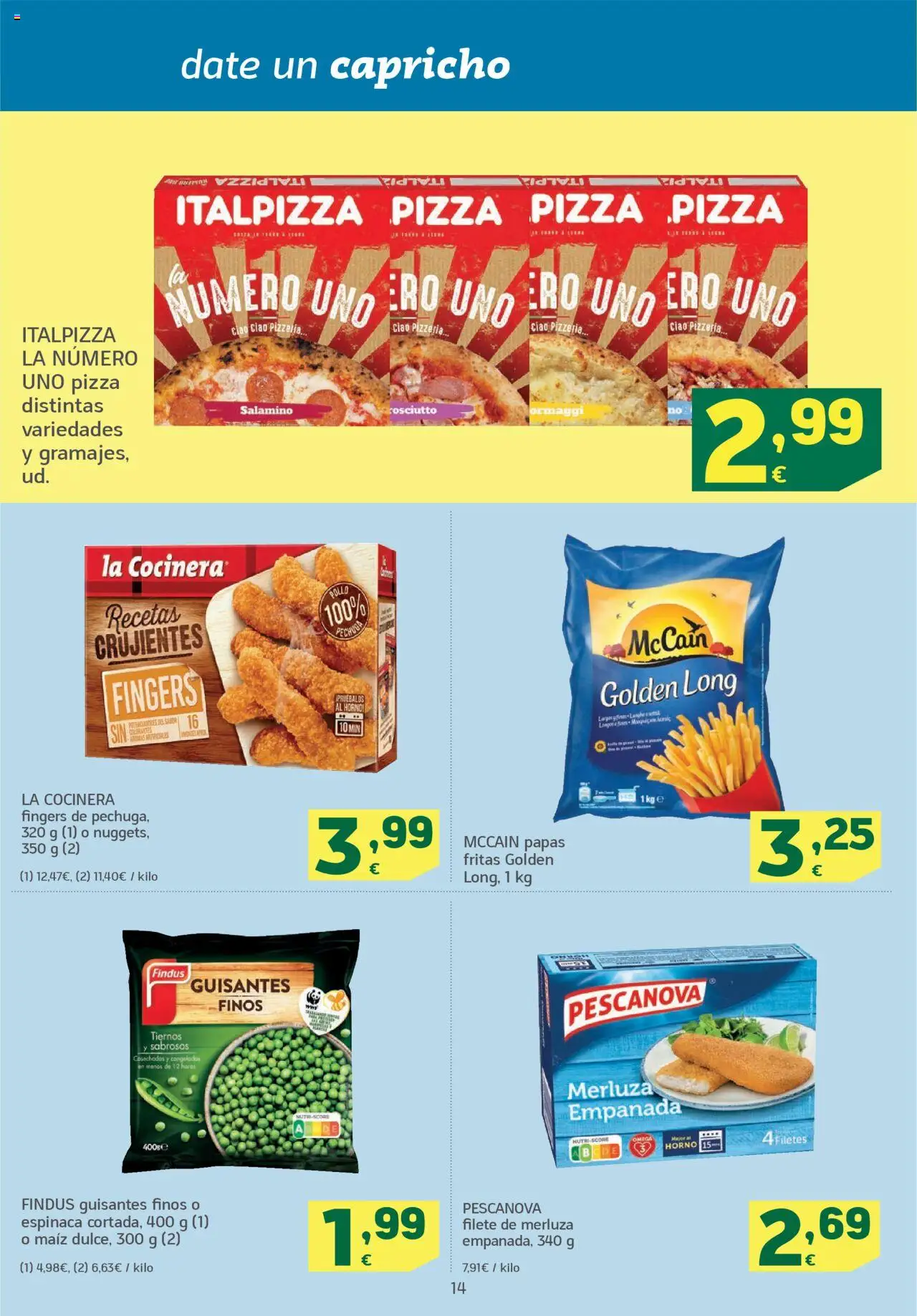 HiperDino folleto │ válido desde el 24.06.2025 | Página: 14 | Productos: Espinaca, Pizza, Papas fritas, Filete