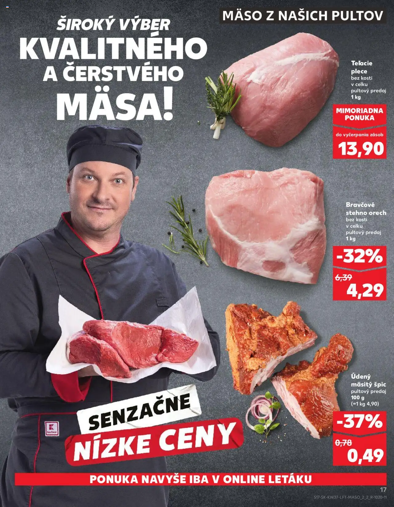 Nové Kaufland akcie – leták je platný od 11.09.2025 | Strana: 17 | Produkty: Bravčové stehno
