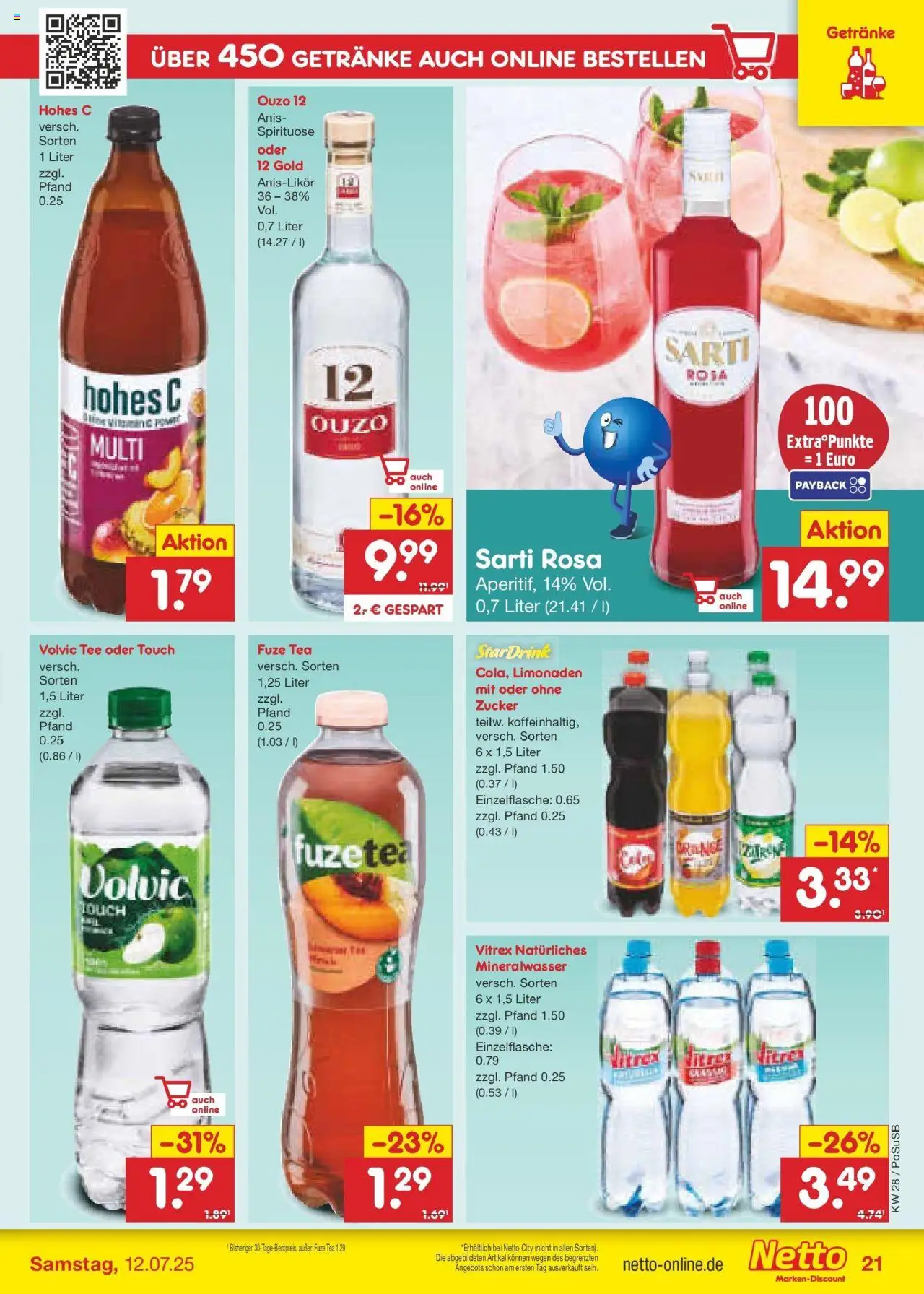 Netto Marken-Discount prospekt Regensburg	 - gültig ab dem 06.07.2025 | Seite: 31 | Produkte: Fuze tea, Zucker, Hohes c, Volvic