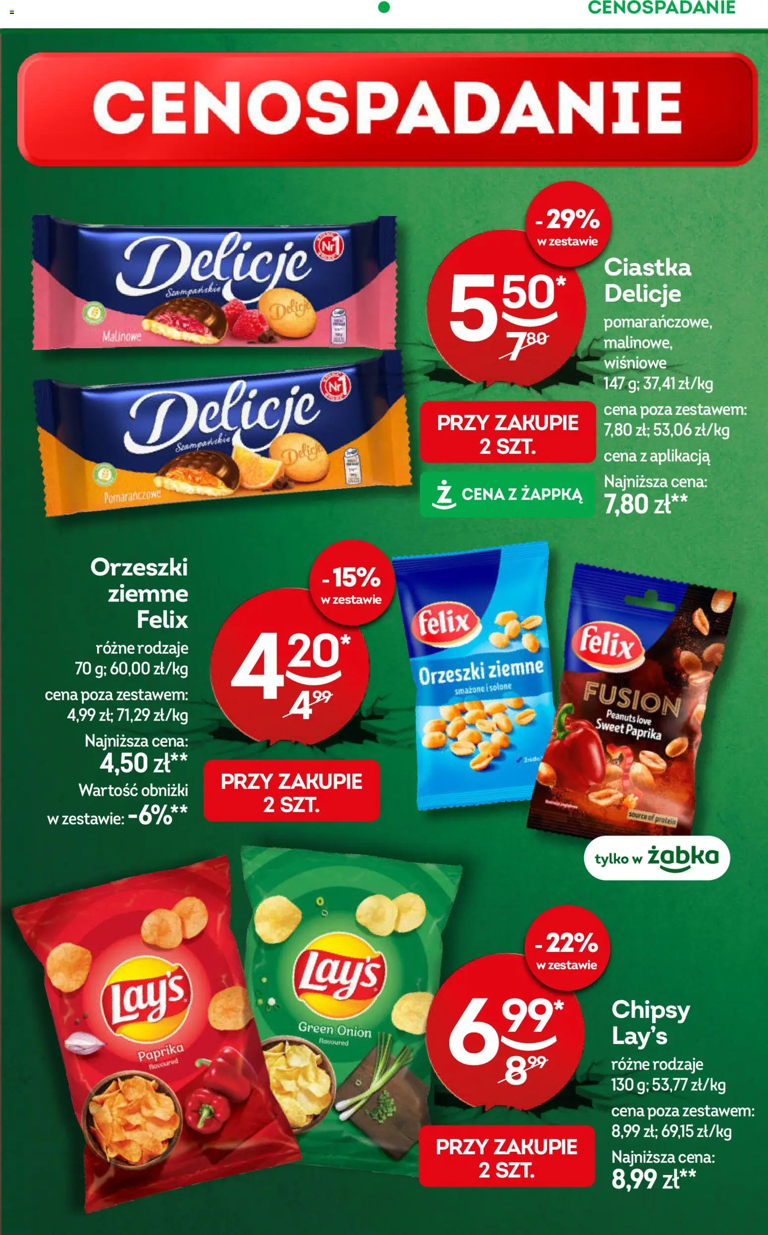 Żabka Gazetka od 14.01.2026 | Strona: 7 | Produkty: Chipsy, Orzeszki ziemne, Ciastka