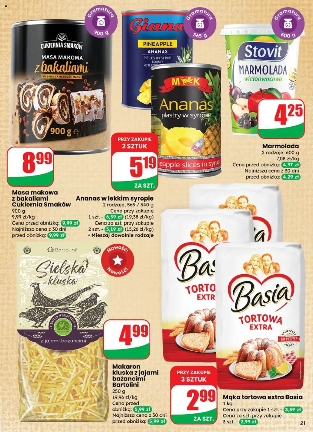 Dino Gazetka od 15.10.2025 | Strona: 21 | Produkty: Masa makowa, Ananas, Makaron