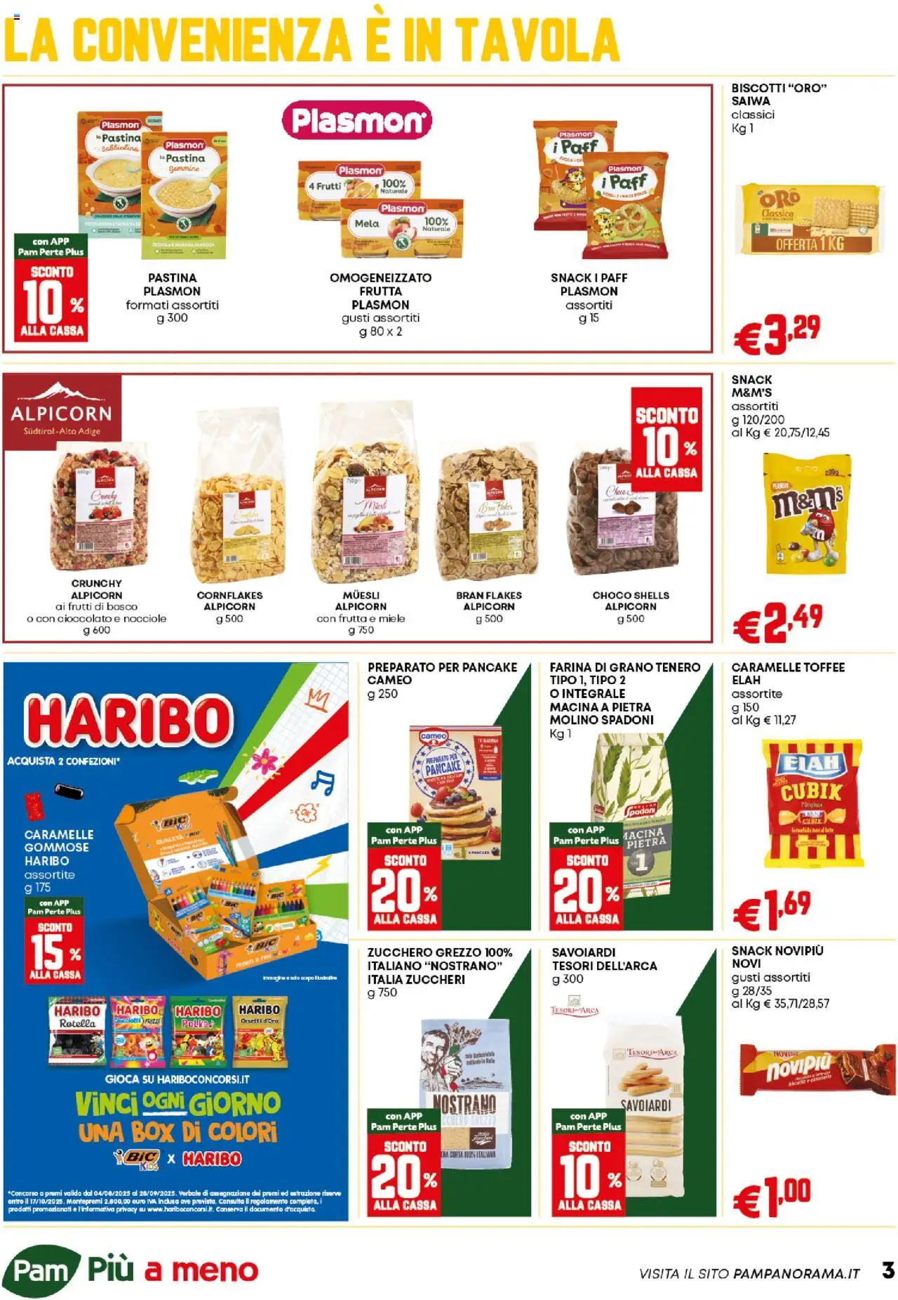 Volantino PAM del 21.08.2025 | Pagina: 3 | Prodotti: Muesli, Caramelle, Zucchero, Savoiardi
