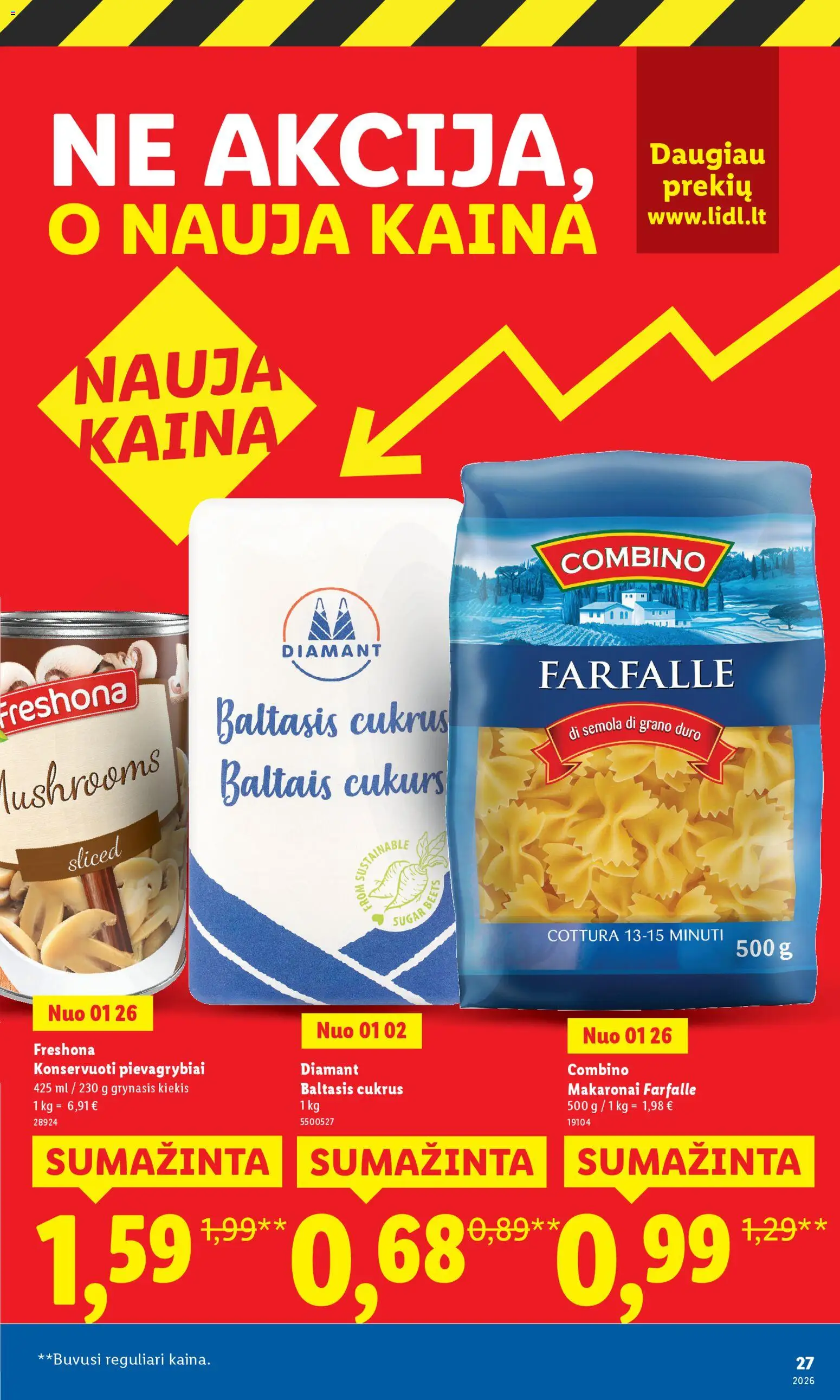 LIDL akcijos nuo 02.03.2026 | Puslapis: 27 | Prekių: Pievagrybiai, Cukrus, Makaronai