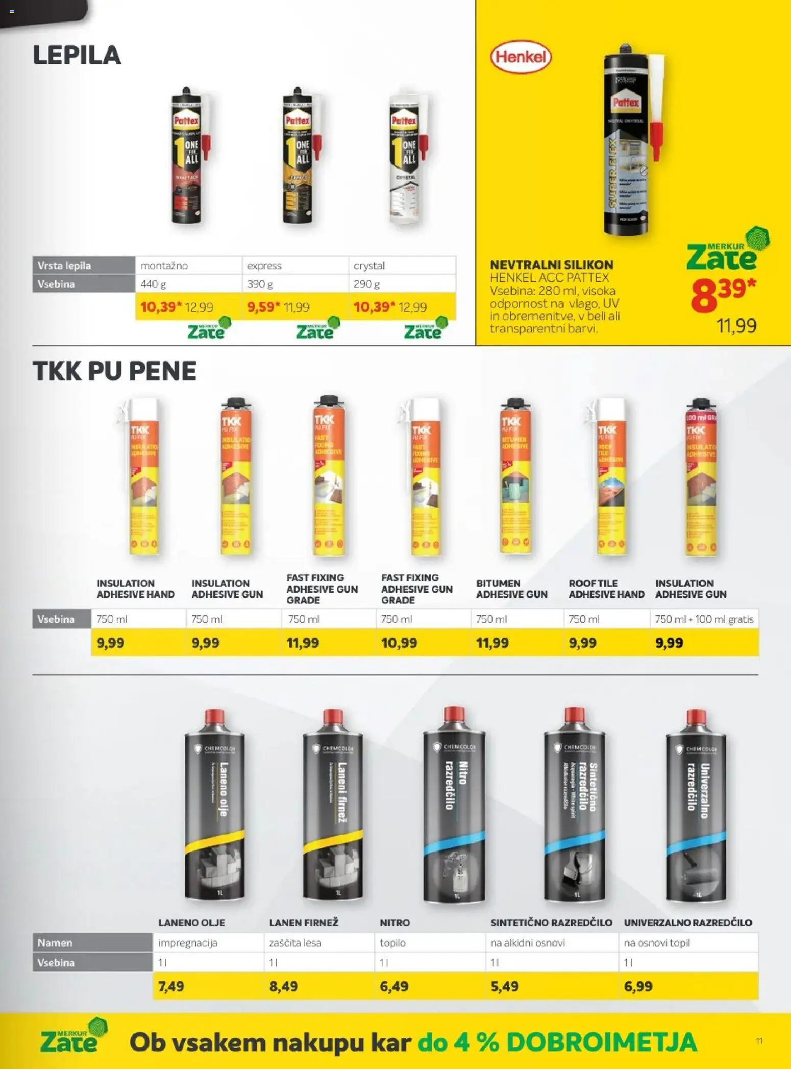 Novi Merkur katalog ponudbe – veljaven od 01.10.2025 | Stran: 11 | Izdelki: Olje, Silikon