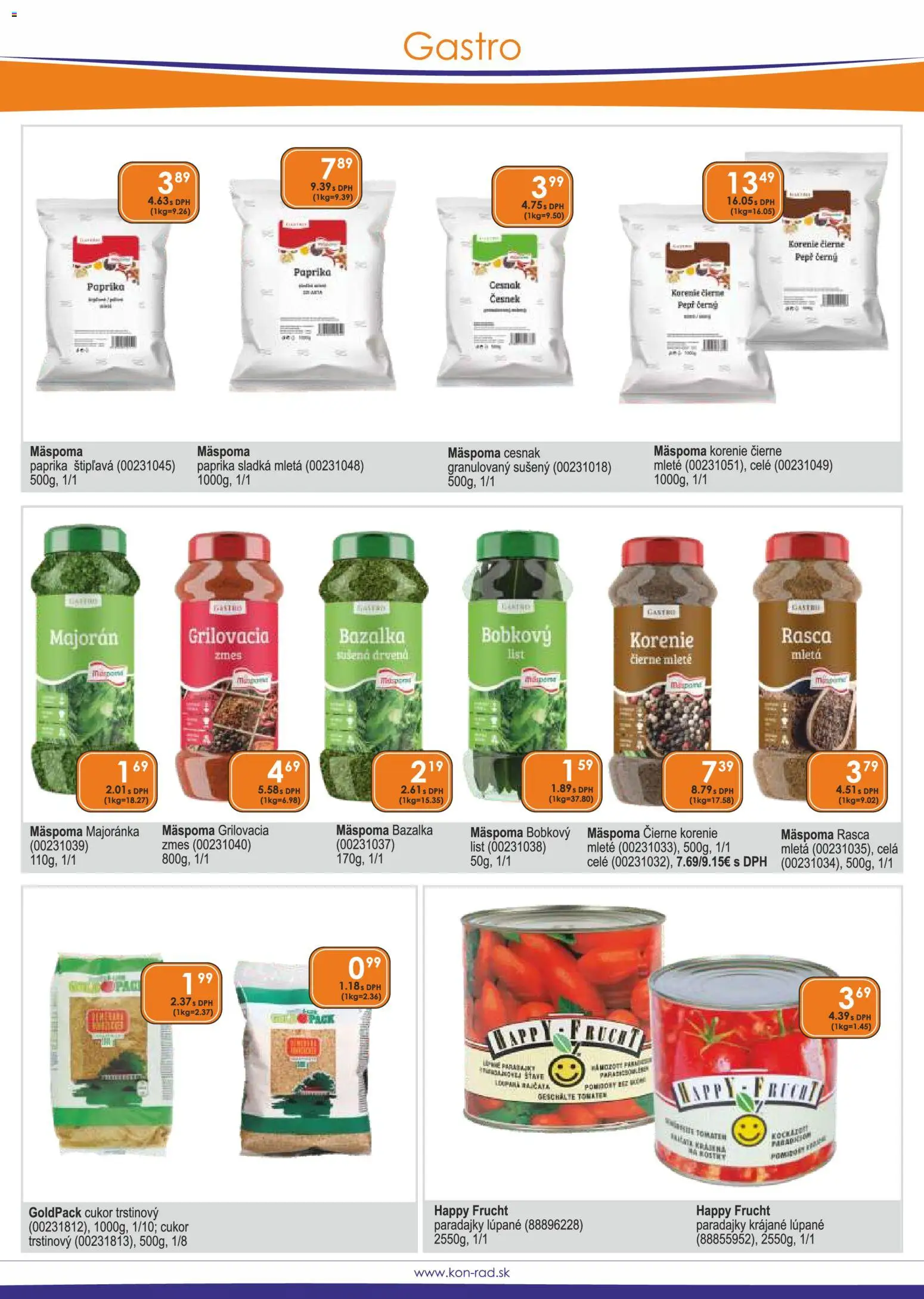 Nové KON - RAD akcie – leták je platný od 01.12.2025 | Strana: 53 | Produkty: Paprika, Čierne korenie, Cesnak, Majorán