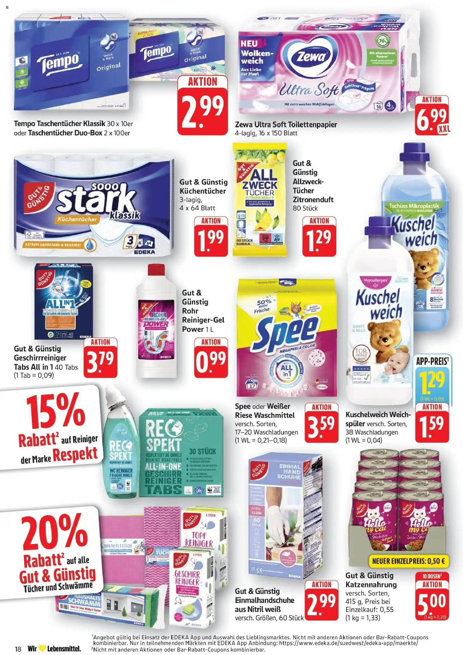 Edeka prospekt Walldorf	 – gültig ab 09.03.2026 | Seite: 18 | Produkte: Kuschelweich, Weichspüler, Tempo, Toilettenpapier