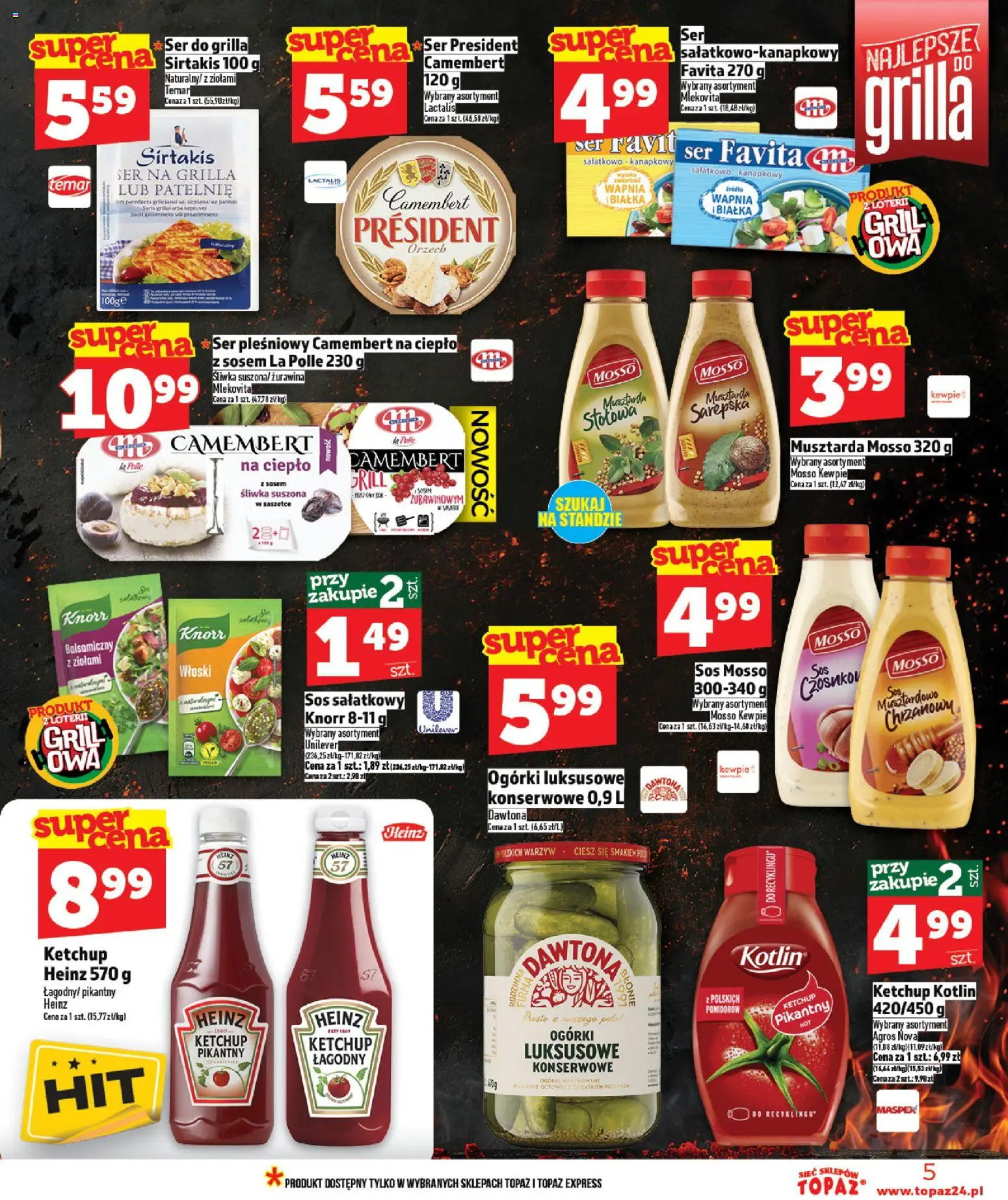 Topaz gazetka od 30.04.2026 | Strona: 5 | Produkty: Ser pleśniowy, Grill, Camembert, Ser na grilla