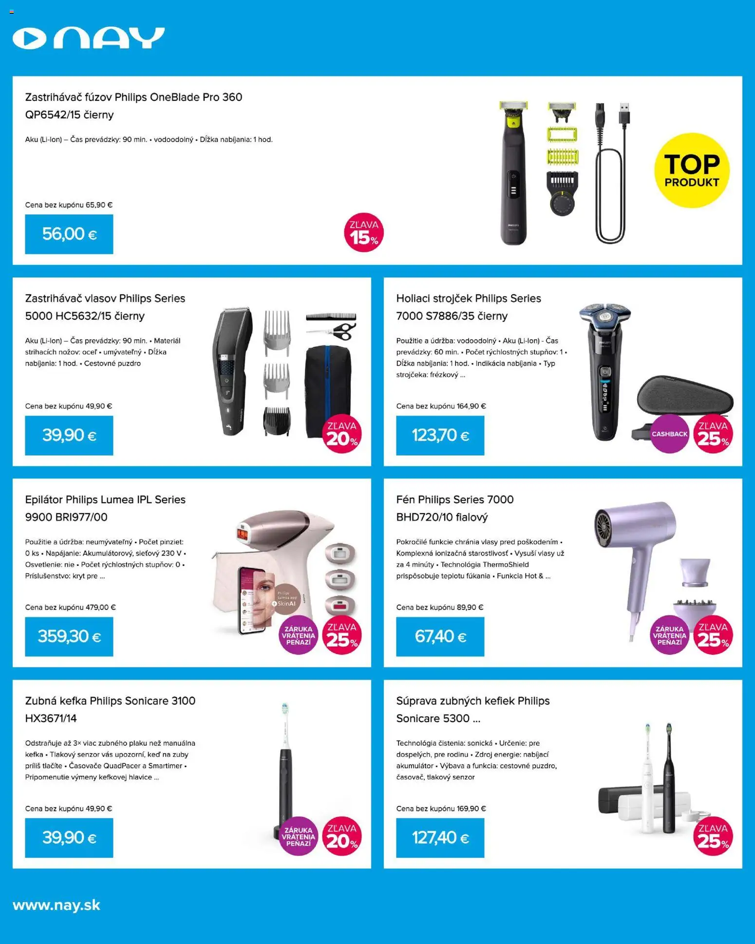 Nové NAY Elektrodom akcie – leták je platný od 03.12.2025 | Strana: 10 | Produkty: Osvetlenie, Zubná kefka, Zastrihávač vlasov, Strojček