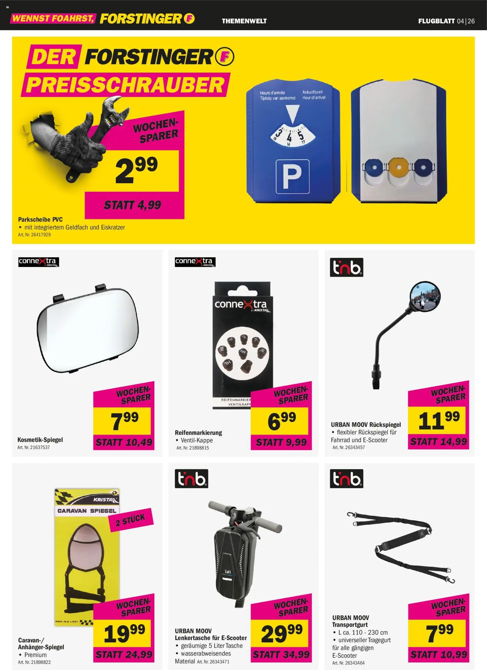 Forstinger Flugblatt gültig ab 16.04.2026 | Seite: 2 | Produkte: Tasche, Spiegel