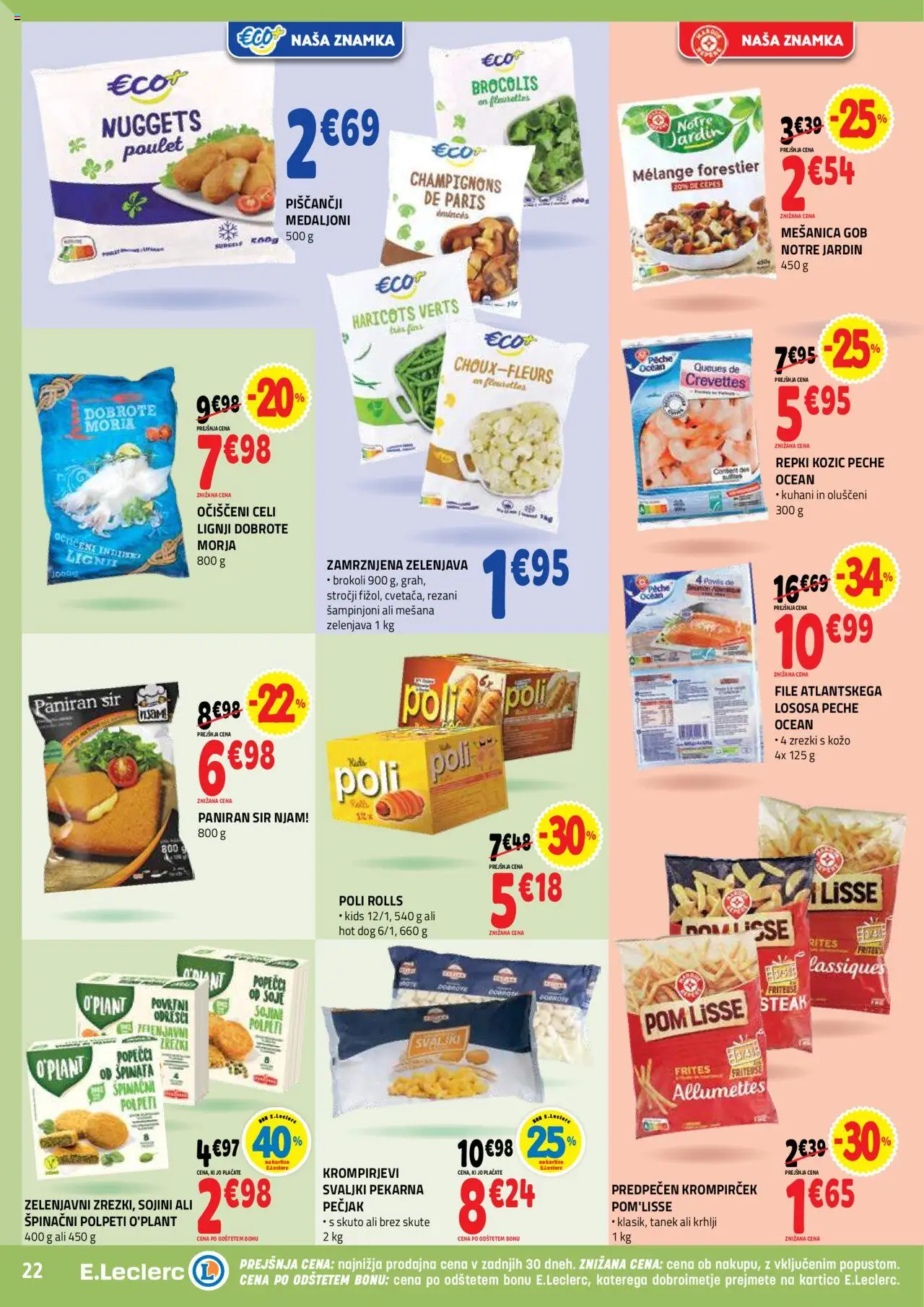 E.leclerc katalog │ velja od 13.08.2025 | Stran: 22 | Izdelki: Lignji, Pekarna, Zrezki, Zelenjava
