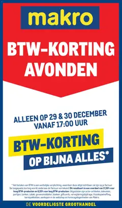 Makro - BTW-korting avond - Voorbeeld van een folder van Makro, geldig van 29.12.2025