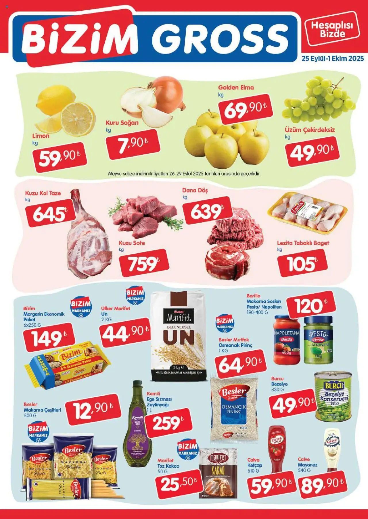 Bizim Toptan Bizim Gross Fırsat Bülteni - 25.09.2025 tarihinden itibaren geçerlidir | Sayfa: 2 | Ürünler: Pirinç, Soğan, Meyve, Bezelye