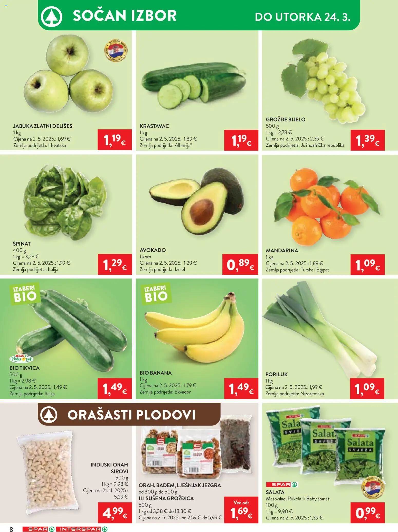 Spar katalog | vrijedi od 18.03.2026 | Stranica: 8 | Proizvodi: Mandarina, Krastavac, Poriluk, Orah