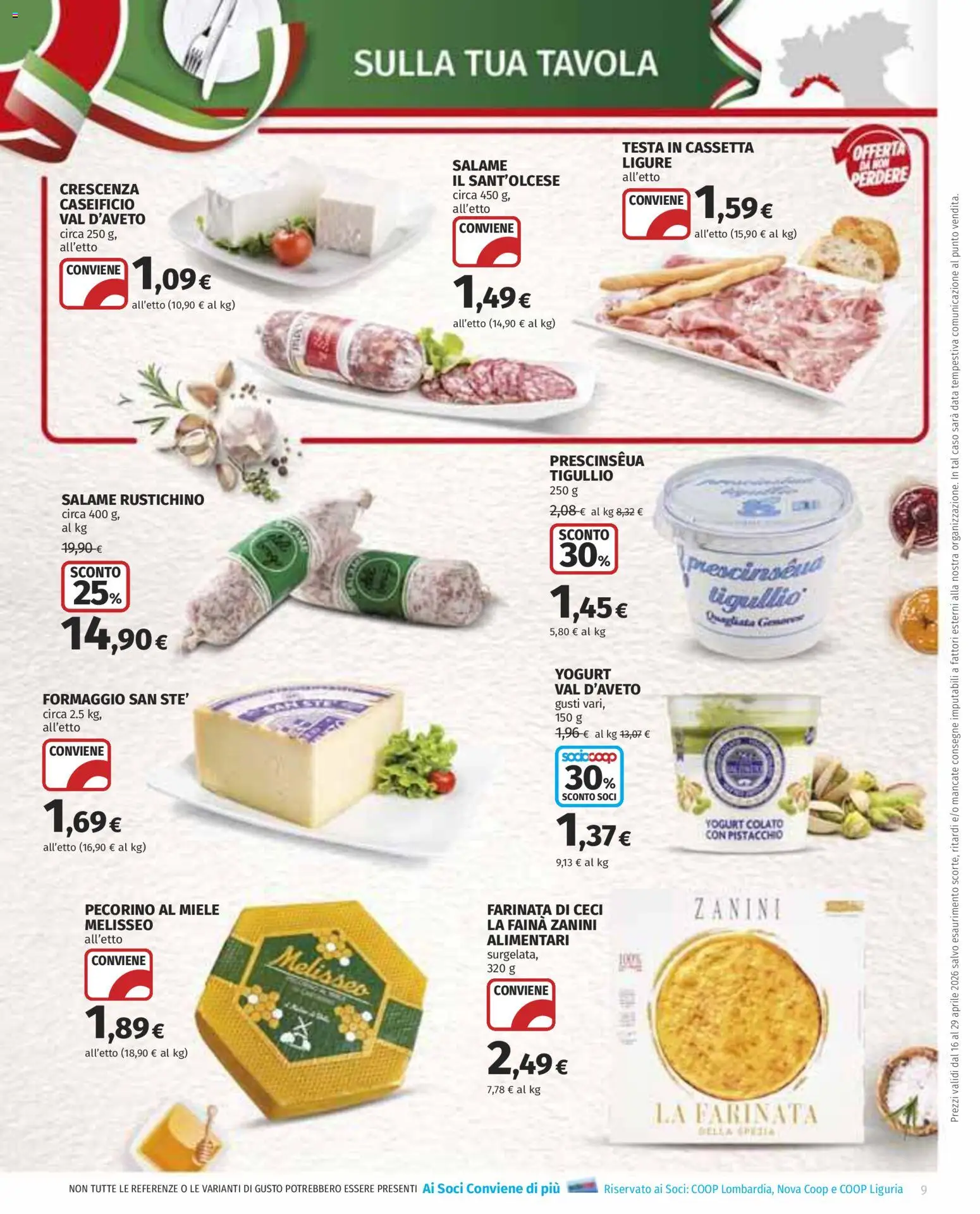 Volantino COOP del 16.04.2026 | Pagina: 9 | Prodotti: Ceci, Formaggio, Data, Miele