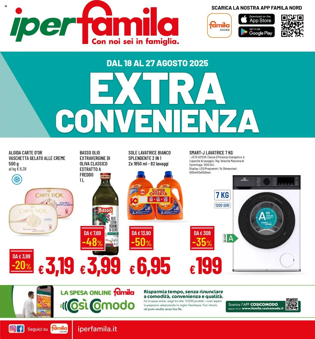 Volantino Famila del 18.08.2025 | Pagina: 1 | Prodotti: Centrifuga, Panna, Gelato, The