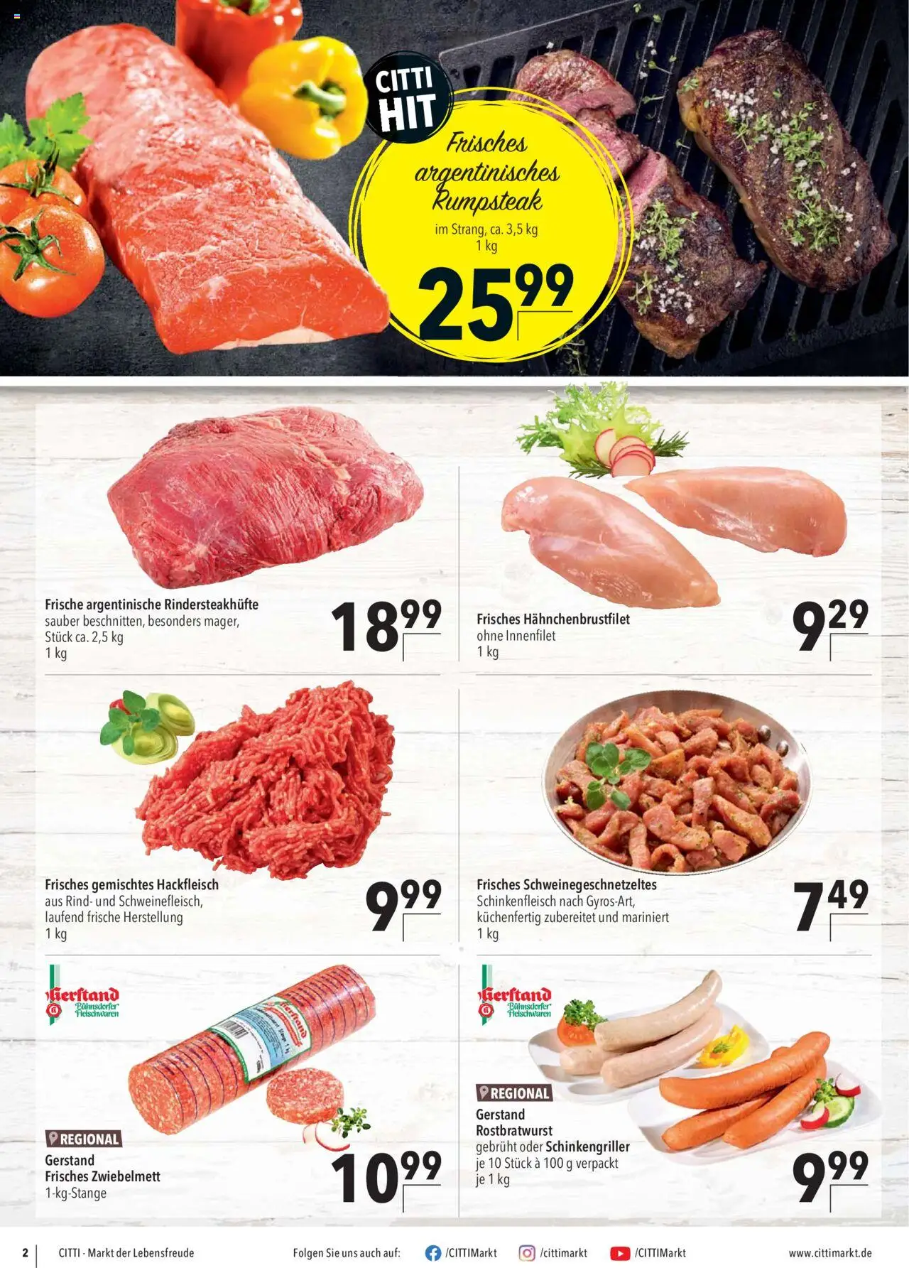 CITTI Markt - Aktuelle Angebote für Profis - gültig ab dem 27.08.2025 | Seite: 2 | Produkte: Rumpsteak, Schweinefleisch, Hackfleisch
