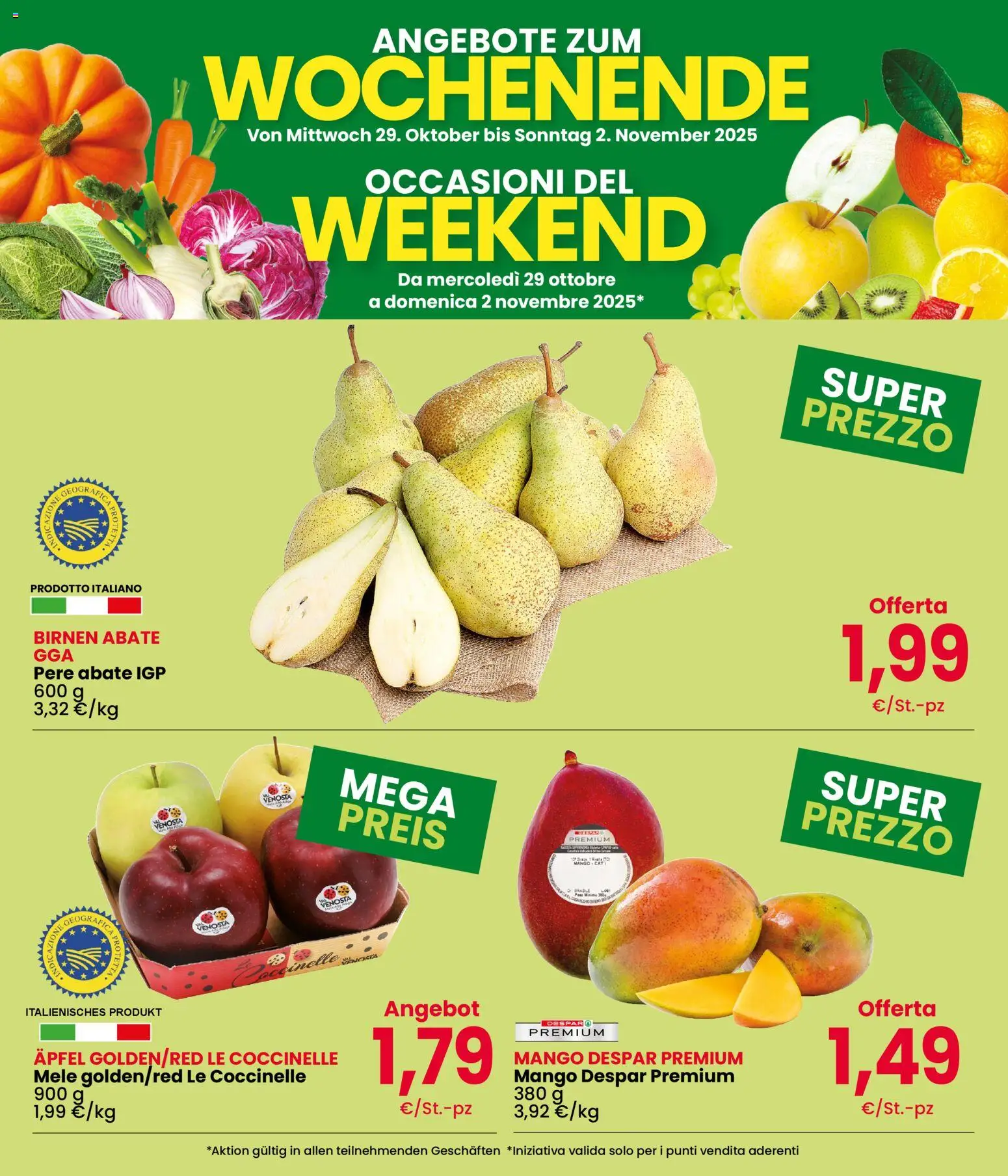 Volantino Despar del 29.10.2025 | Pagina: 2 | Prodotti: Mele, Mango
