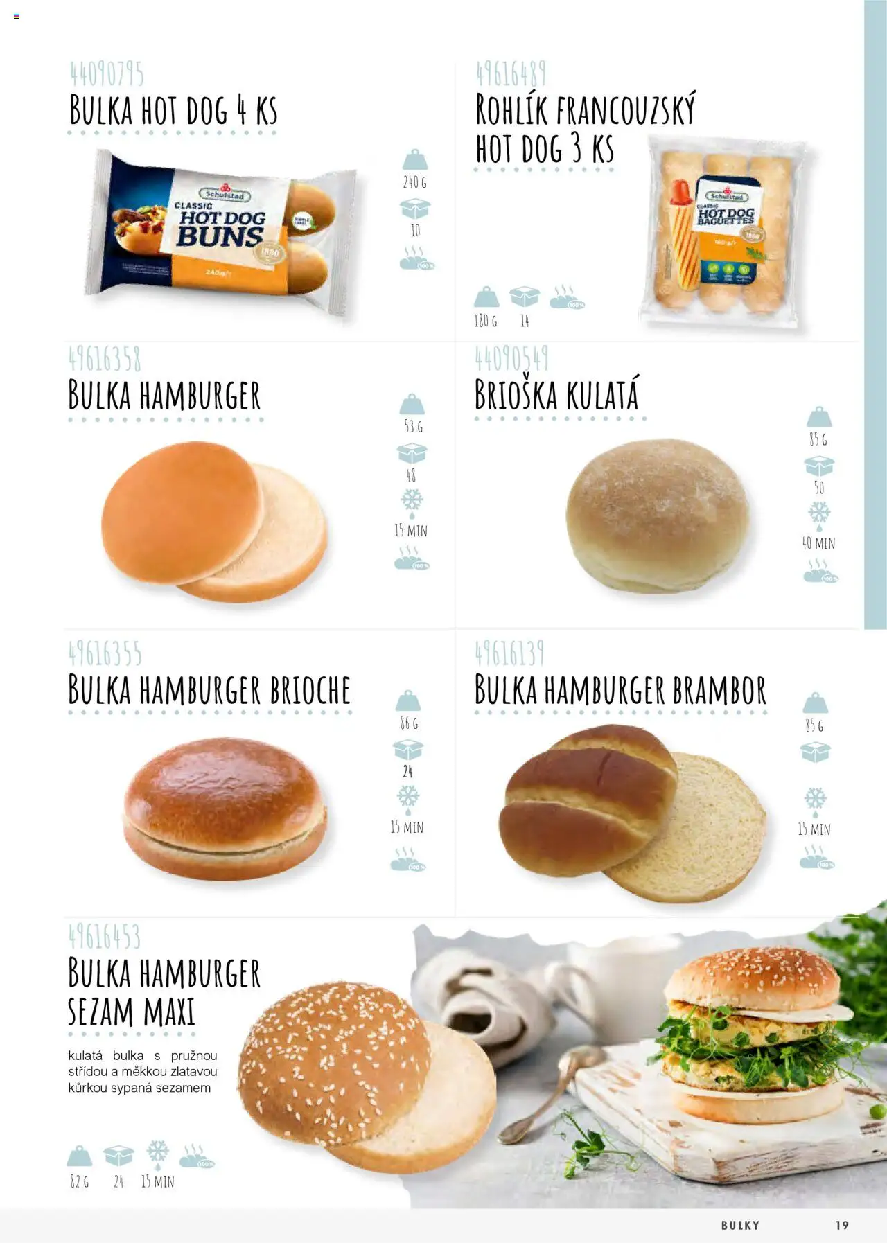 Jip katalog - Pečivo 2025 od 01.01.2025 | Strana: 19 | Produkty: Brioška, Hamburger, Rohlík, Hot dog