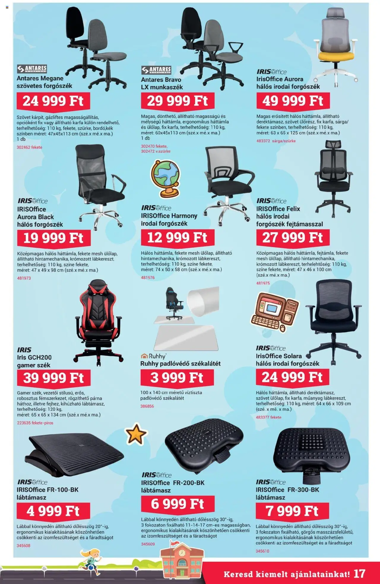 Office Depot akciós ujság - amely érvényes a következő dátumtól: 12.08.2025 | Oldal: 17 | Termékek: Gamer szék, Forgószék, Párna, Szék