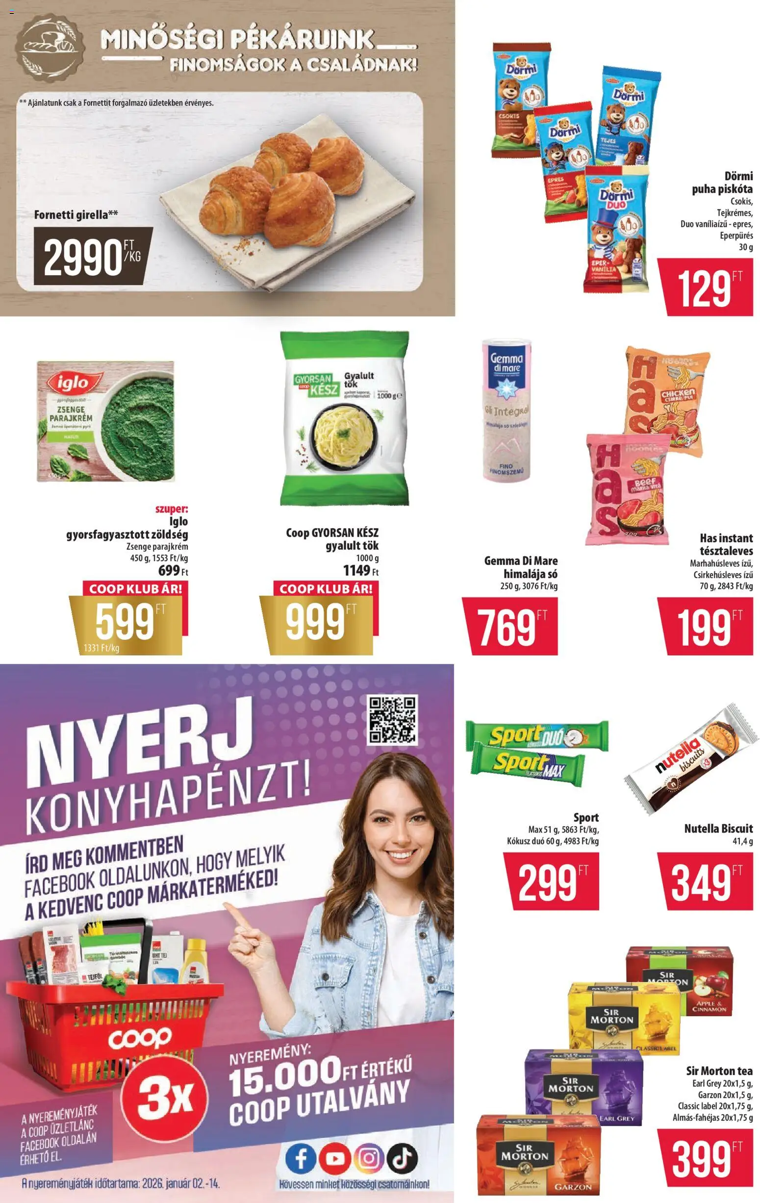 COOP akciós ujság - amely érvényes a következő dátumtól: 02.01.2026 | Oldal: 6 | Termékek: Nutella, Zöldség, Eper, Só