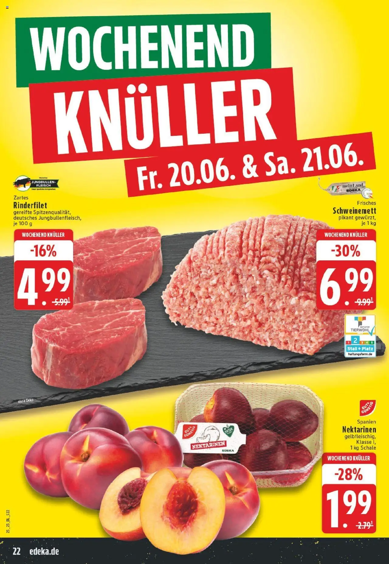 Edeka prospekt Ostbevern	 - gültig ab dem 15.06.2025 | Seite: 22 | Produkte: Nektarinen, Rinderfilet, Fleisch
