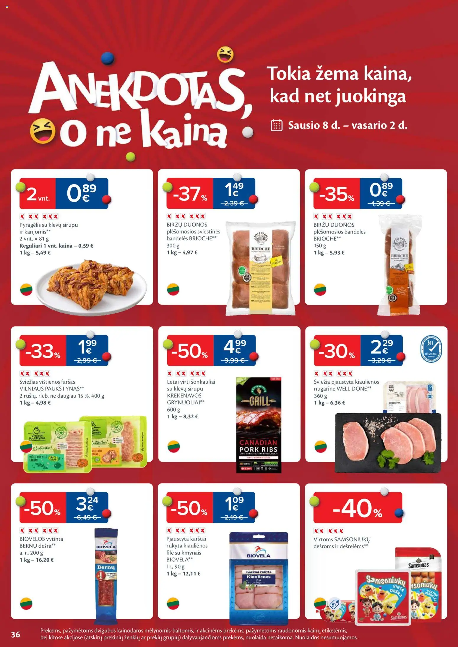 MAXIMA akcijos nuo 13.01.2026 | Puslapis: 36 | Prekių: Vištienos, Kiaulienos, Bandelės, Dešra