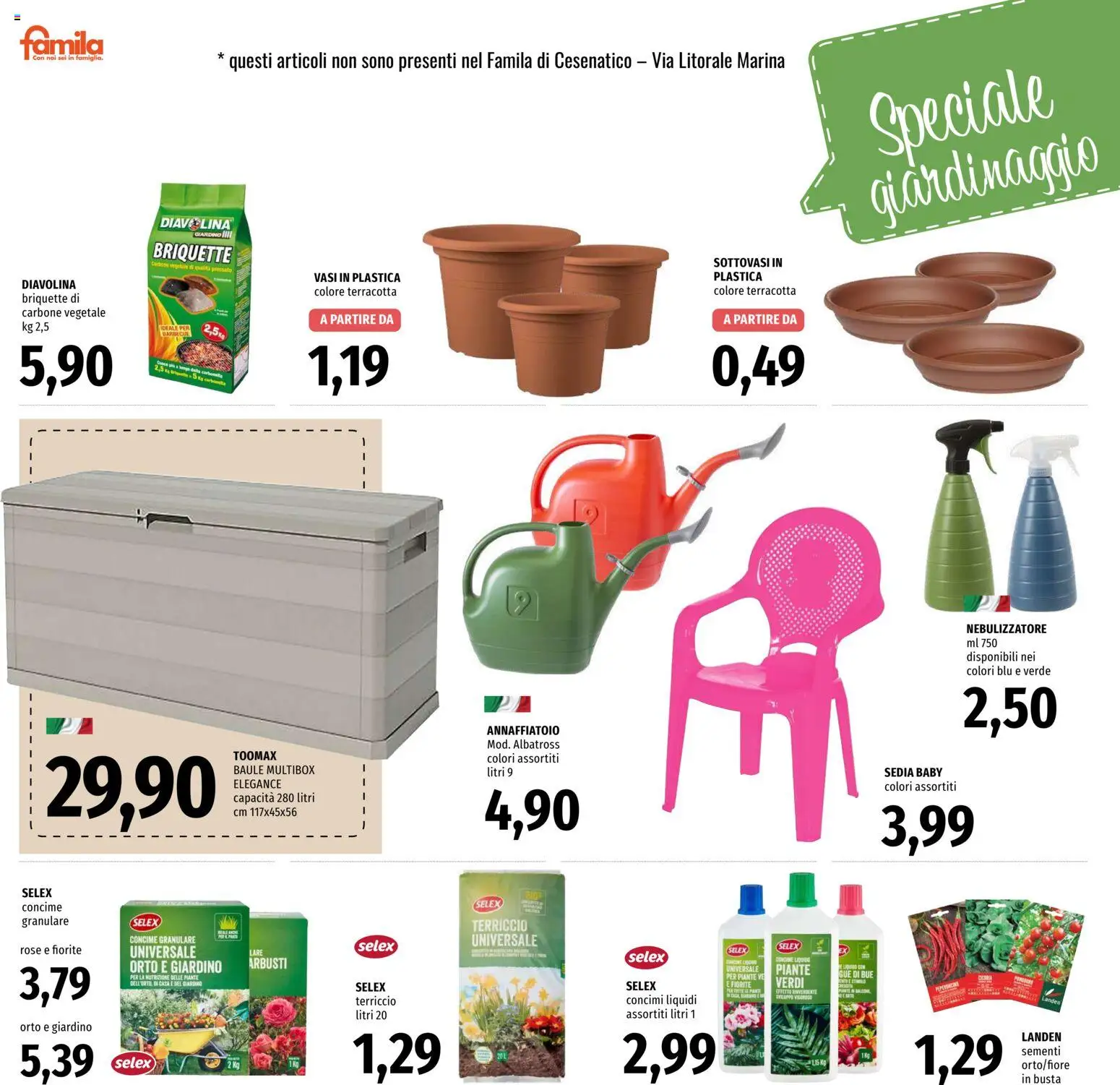 Volantino Famila del 05.03.2026 | Pagina: 24 | Prodotti: Concime, Baule, Nebulizzatore, Sedia