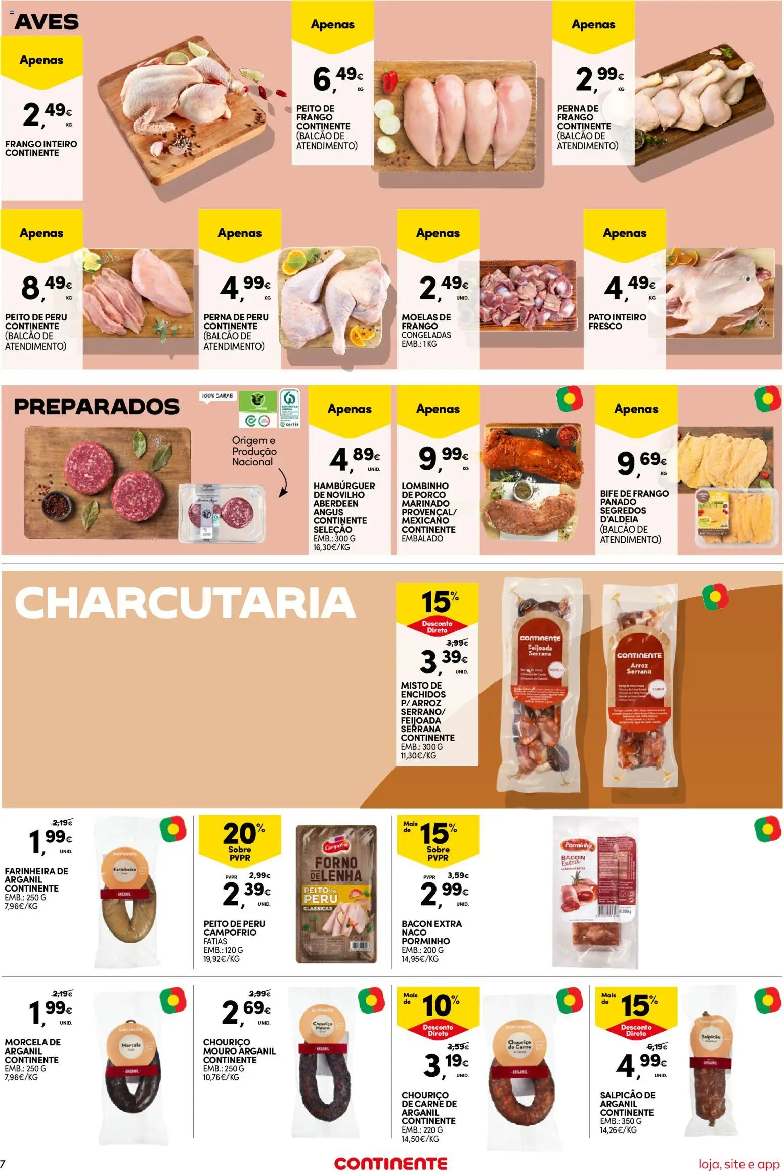 Continente Semanal Continente Bom Dia │ válido de 24.02.2026 | Página: 7 | Produtos: Forno, Hambúrguer, Chouriço, Carne