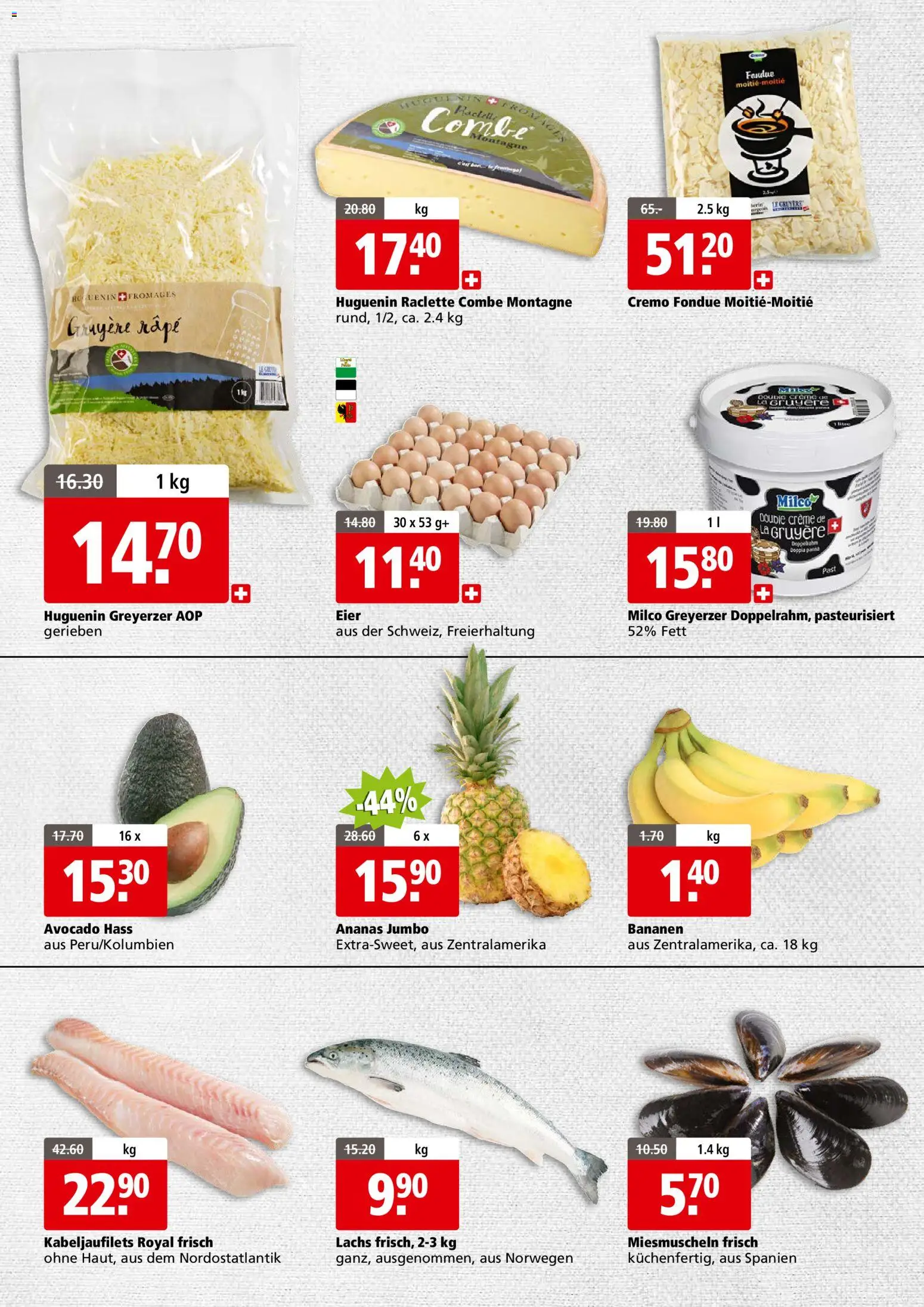 Aligro Aktionen Businesskunden - Chavannes, Matran, Genf, Sitten – gültig ab 10.11.2025 | Seite: 2 | Produkte: Bananen, Ananas, Raclette, Fondue