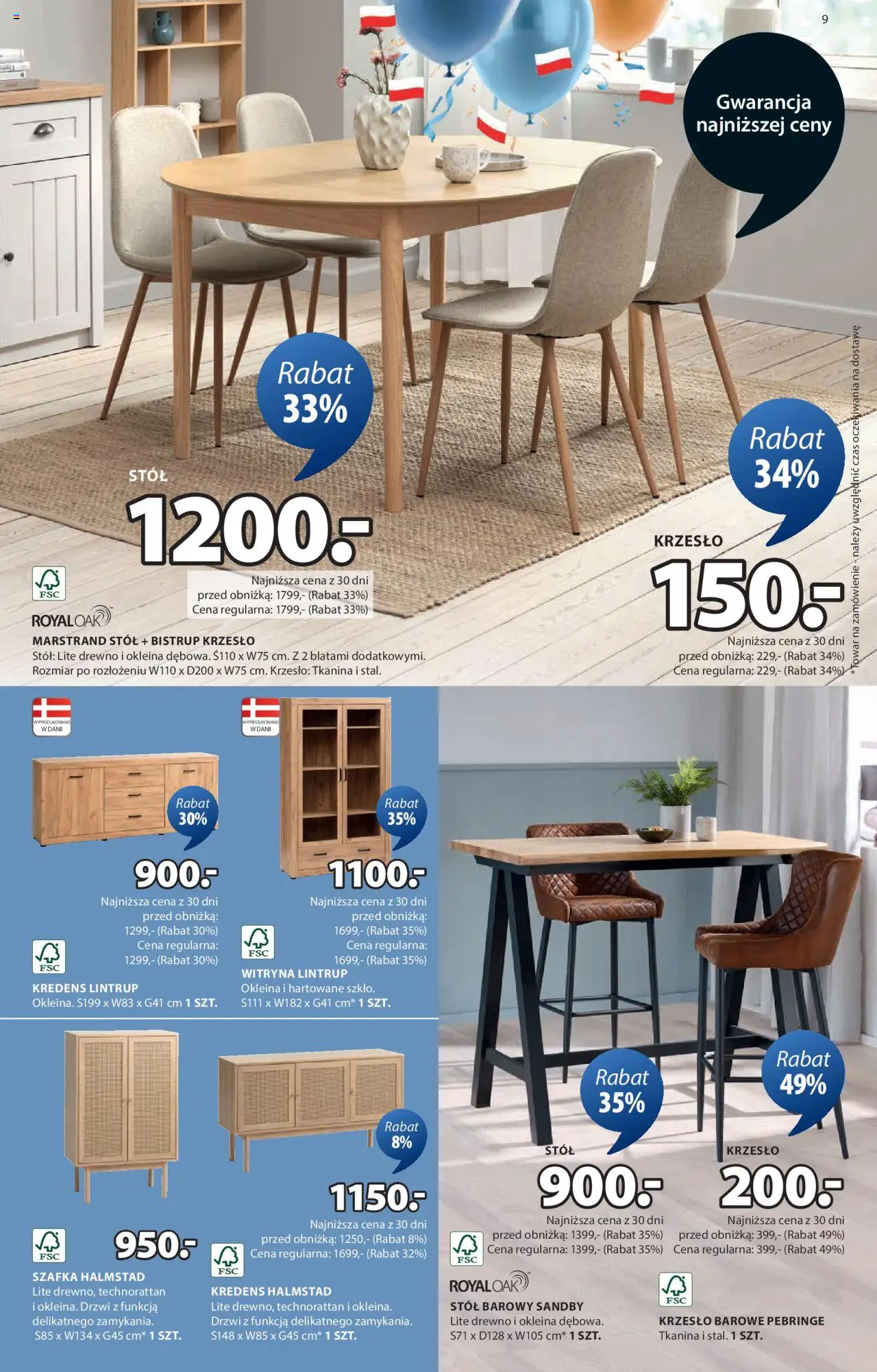 JYSK Gazetka od 21.05.2025 | Strona: 9 | Produkty: Stół, Krzesło, Kredens, Witryna