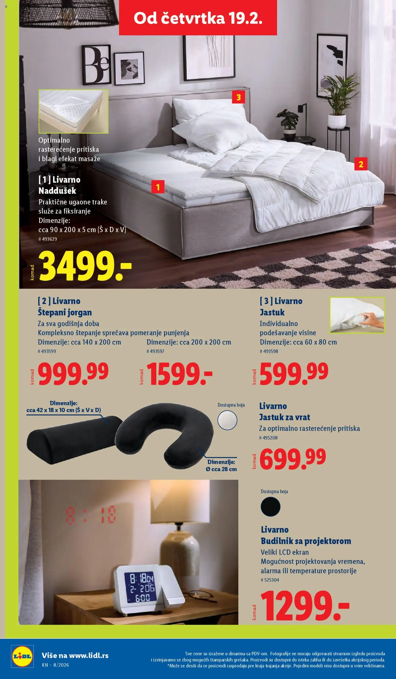 Lidl katalog - važi od 19.02.2026 | Strana: 62 | Proizvode: Jastuk, Jorgan, Alarm